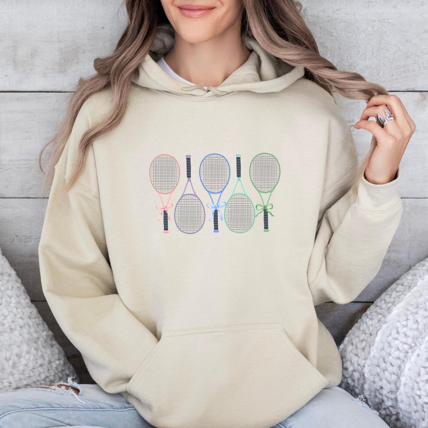 Pastel Tennis Hoodie - Cute Tennis Sweatshirt - Tennis Player Gift - Cozy Unisex Hoodie - Spring Tennis Outfit - Tennis Lover Gift