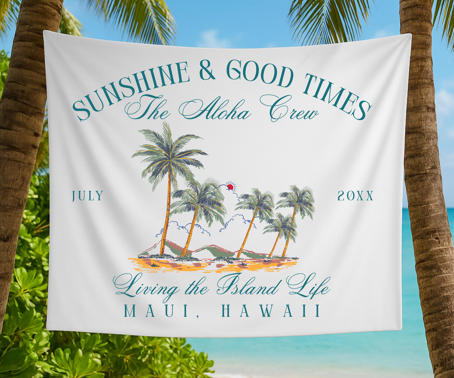 Tropical Family Vacation Banner, Custom Beach House Welcome Sign, Maui Trip Decor, Island Crew Airbnb Sign, Aloha Summer Banner
