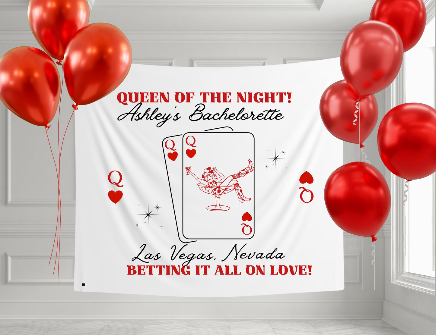 Queen of the Night Bachelorette Banner | Vegas Cowgirl Party Decor | Last Rodeo Bride-to-Be Sign | Western Casino Theme