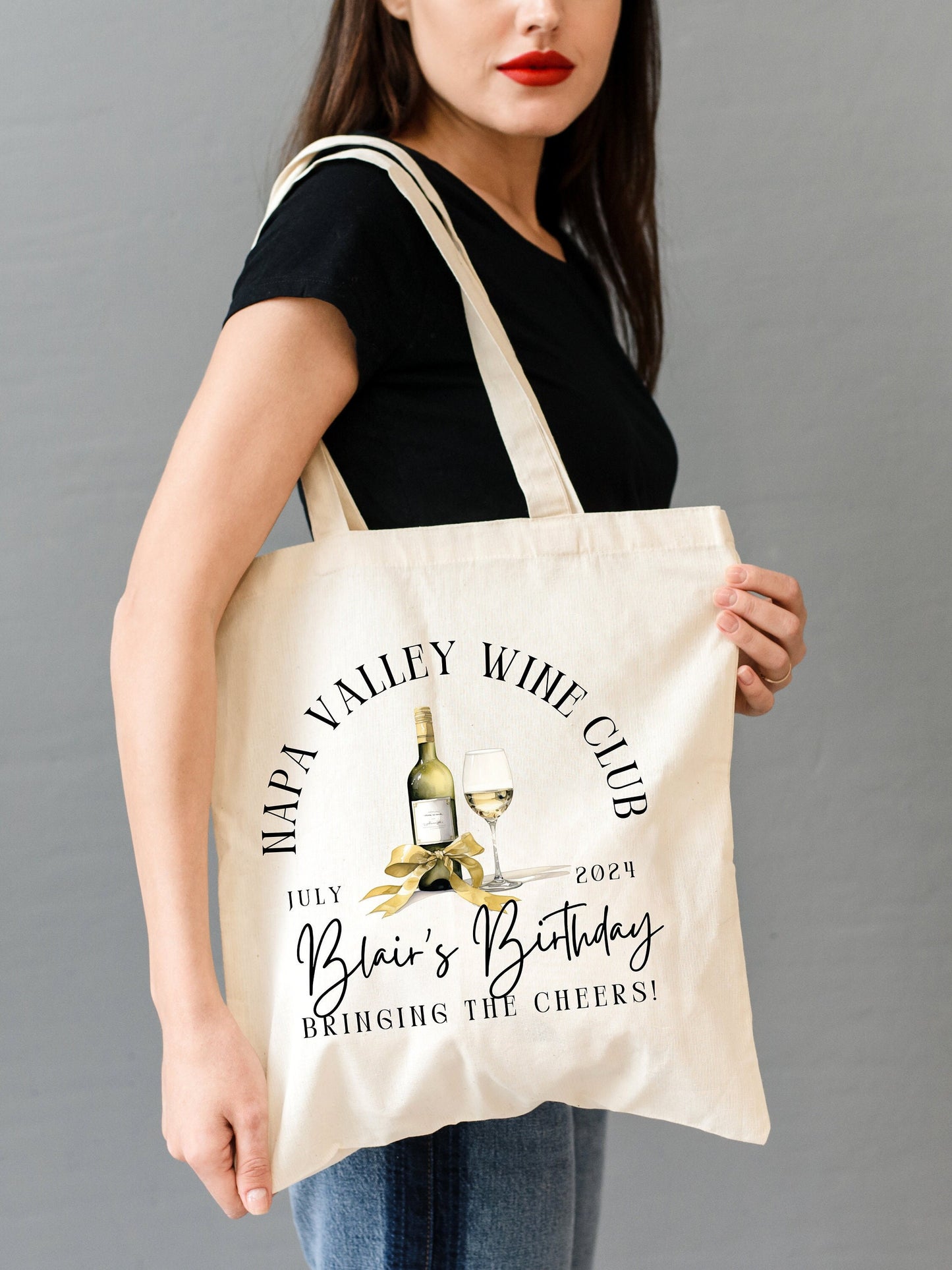 Custom Girls Trip Birthday Tote Bag, Girls Napa Wine Bag, Vacation birthday favor party gift, Personalized Napa wine tasting party favors