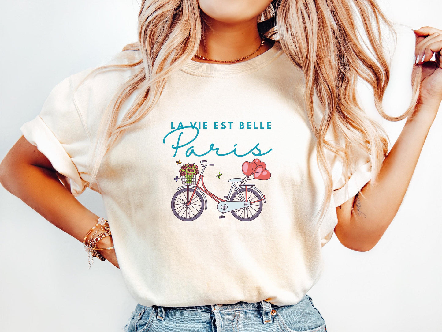 Paris France Bicycle Shirt | Comfort Colors Travel Tee | French Souvenir Gift for Her