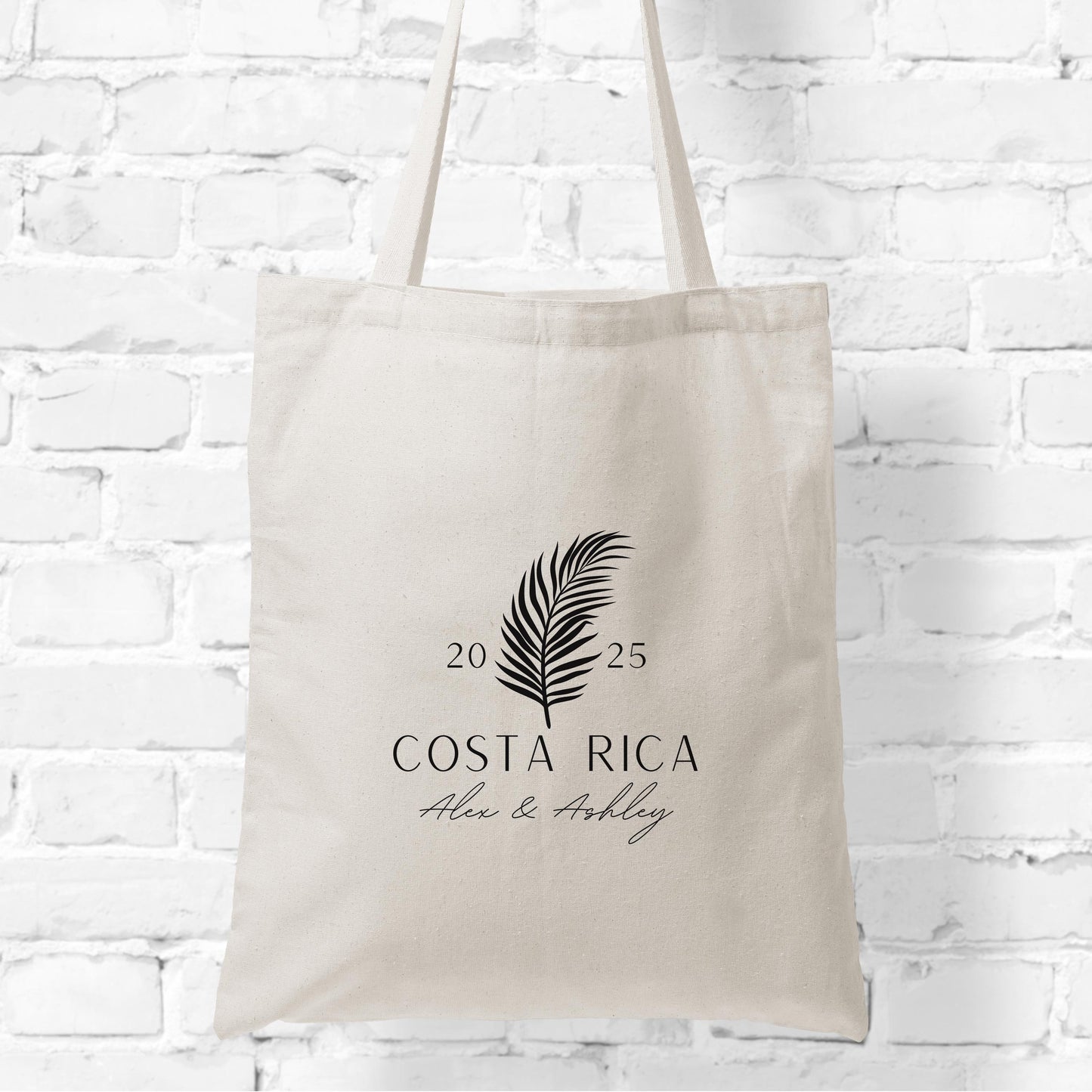 Personalized Destination Wedding Tote - Custom Bridal Party Bag - Elegant Minimalist Wedding Gift - Custom Name & Year