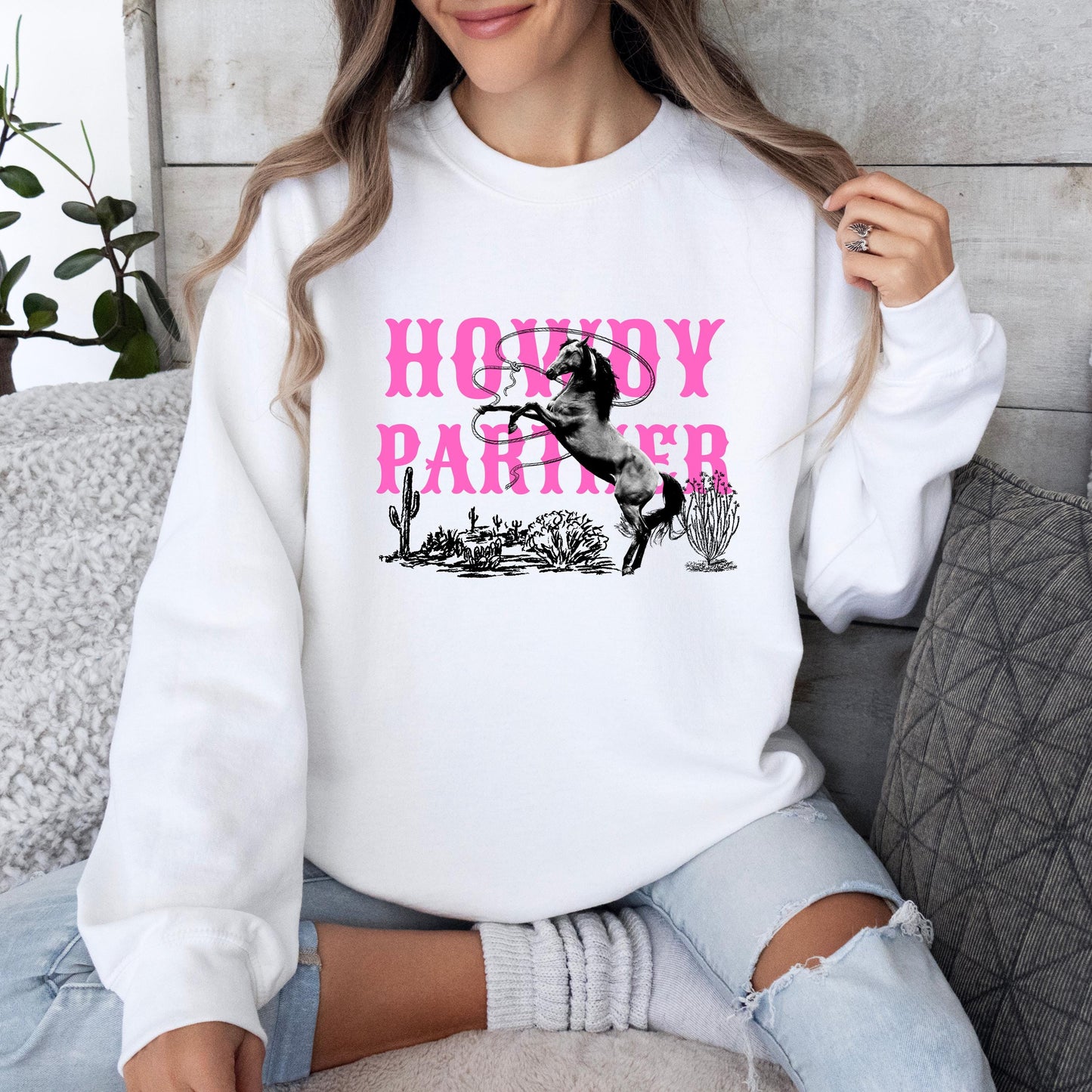 County Western Sweatshirt, Unisex Rodeo Sweatshirt, Horse Shirt, Country Music Fest Shirt - Cowgirl Crewneck