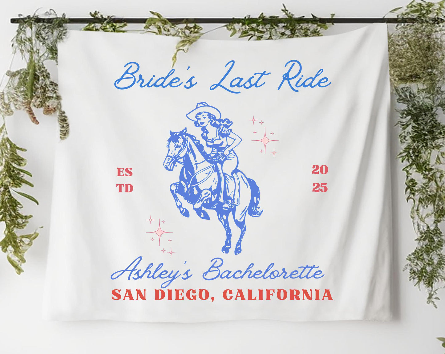 Bride’s Last Ride Bachelorette Banner | Custom Western Party Decor | Last Rodeo Bride-to-Be Tapestry | Cowgirl Bach Sign