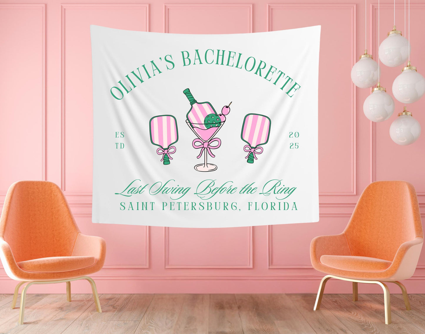 Pickleball Bachelorette Banner, Last Swing Before the Ring Tapestry, Custom Bach Party Decor, Girls Trip Backdrop, Club Theme Banner