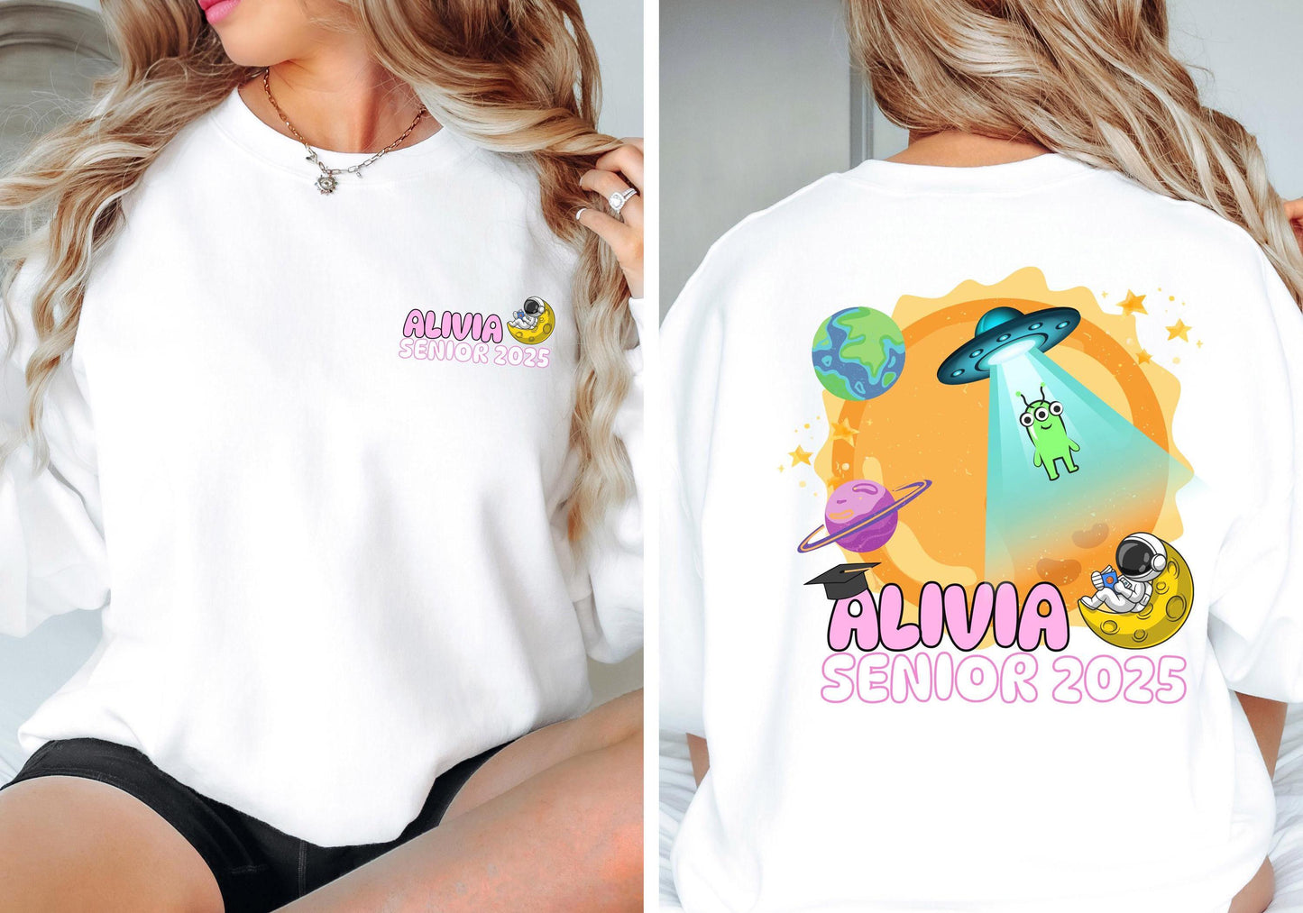 Senior Class 2025 Sweatshirt | Space Theme Crewneck | Personalized Graduation Gift