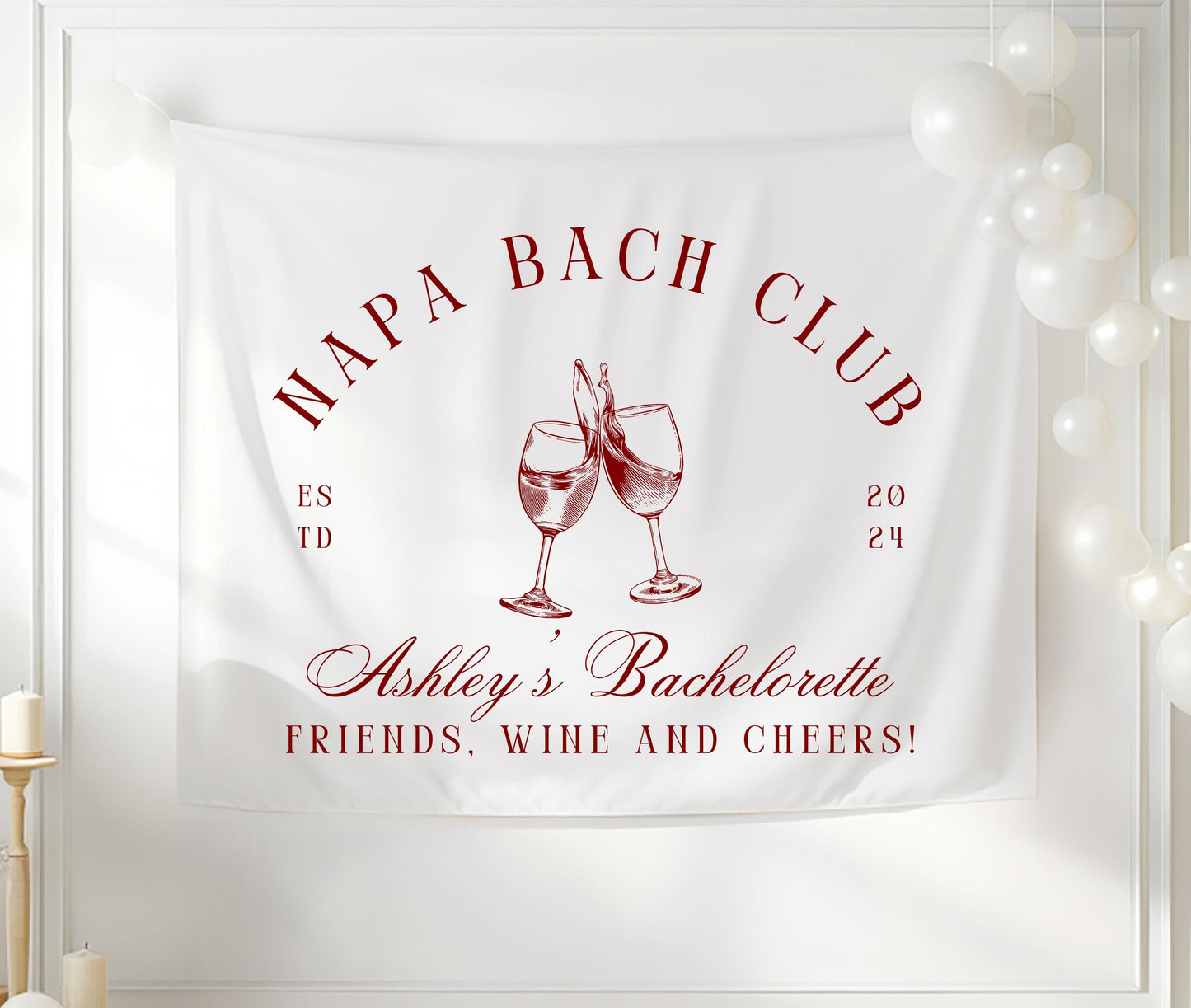 Custom Bachelorette Party Banner, Tapestry for Wine Tasting Weekend, Bach Club Banner - Party Decor