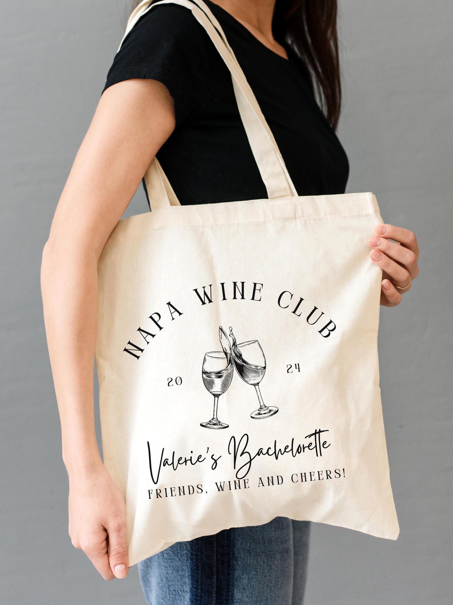 Custom Bachelorette Tote - Wine Tasting Party Bag - Personalized Bridesmaid Gift - Napa Girls Trip Favor - Birthday Wine Tote