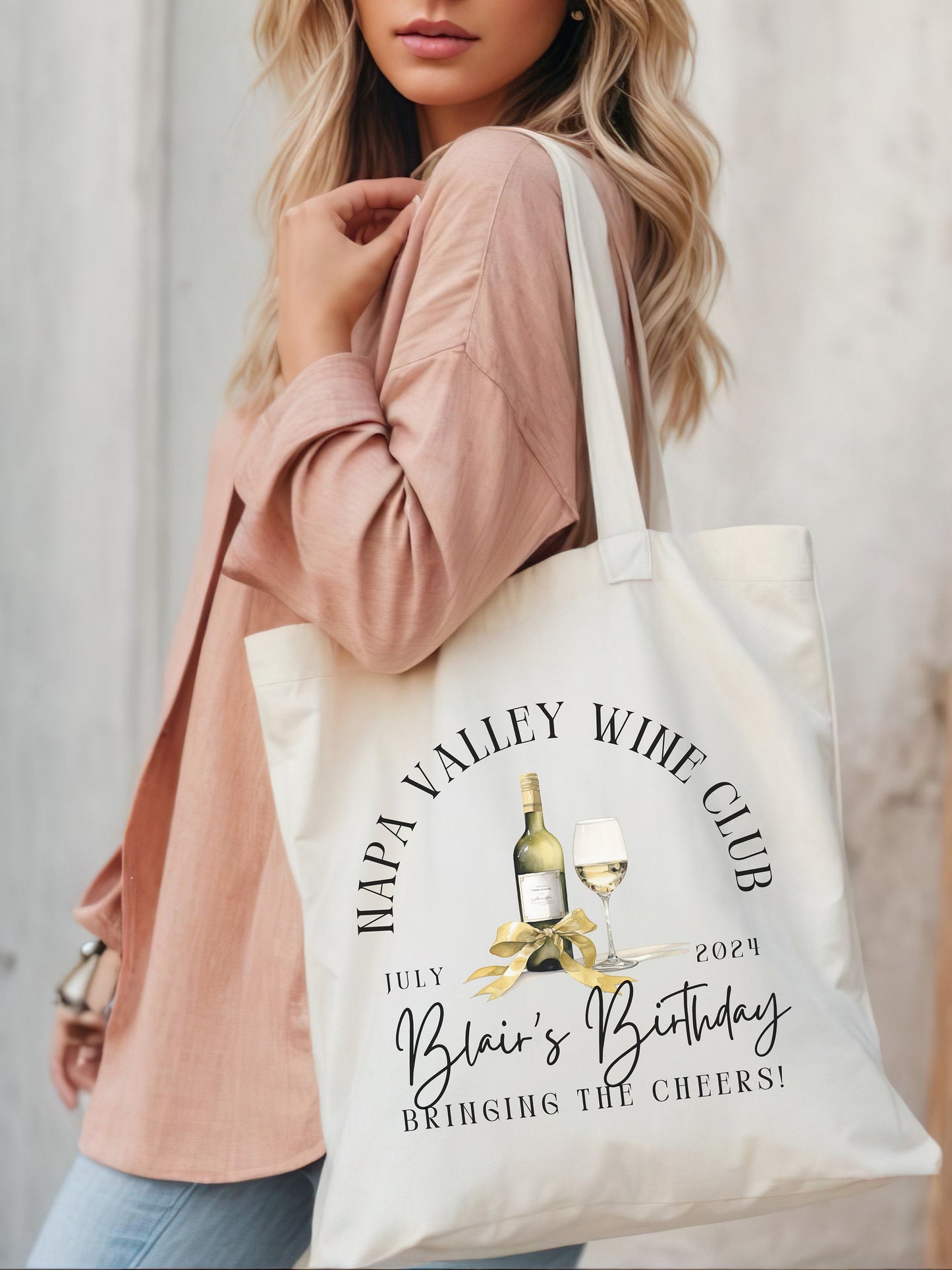 Custom Girls Trip Birthday Tote Bag, Girls Napa Wine Bag, Vacation birthday favor party gift, Personalized Napa wine tasting party favors