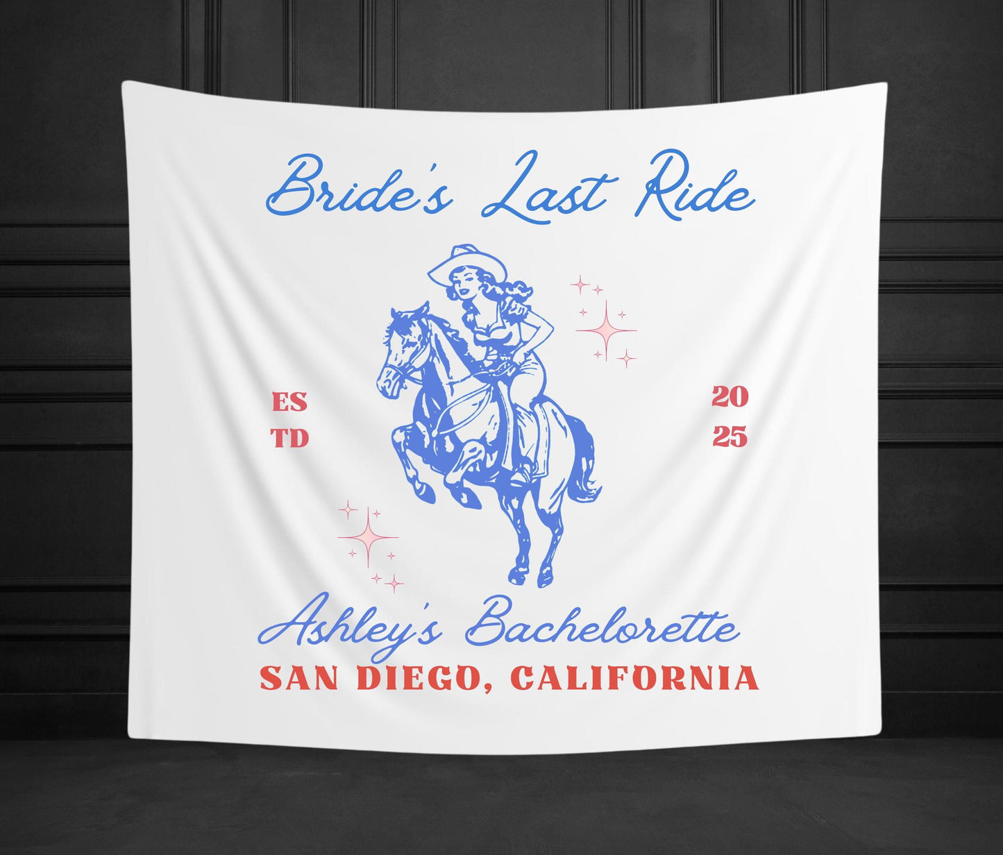 Bride’s Last Ride Bachelorette Banner | Custom Western Party Decor | Last Rodeo Bride-to-Be Tapestry | Cowgirl Bach Sign