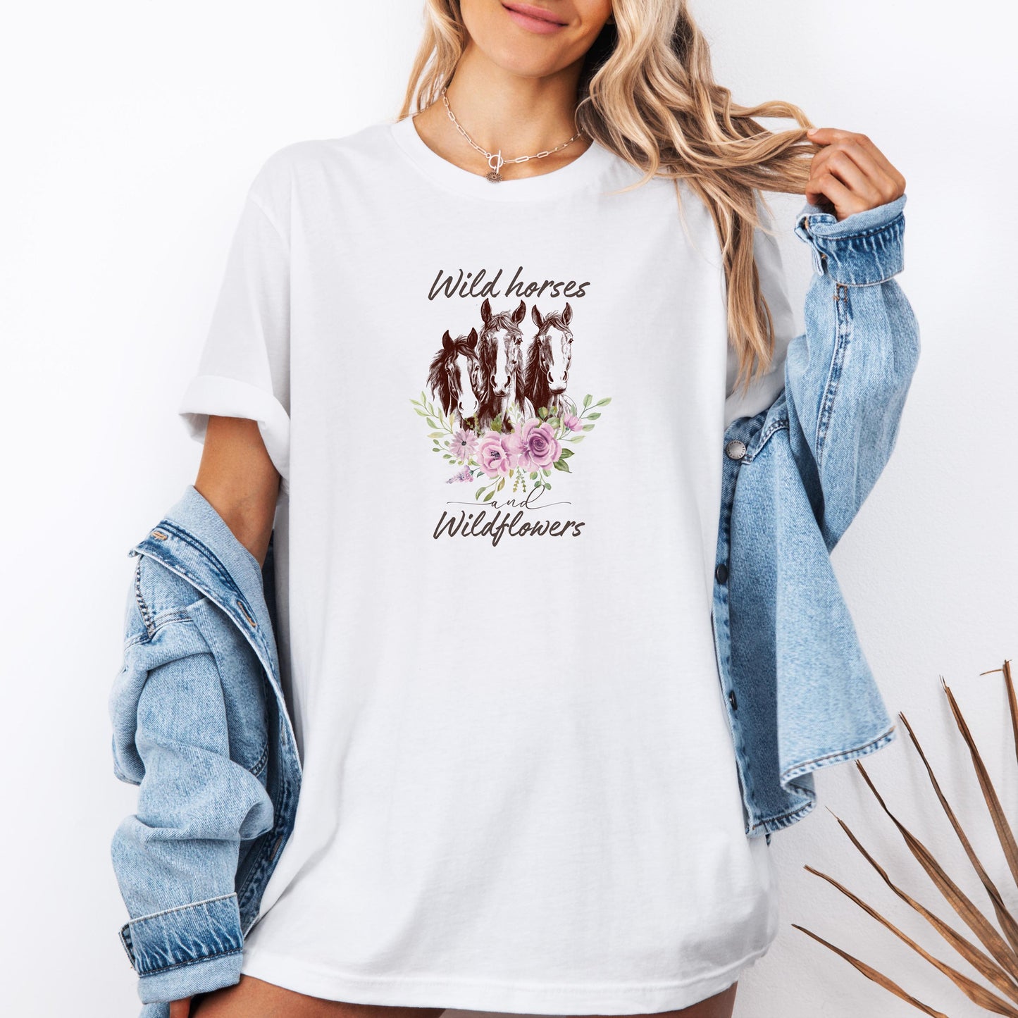 Wild Horses and Wildflowers Shirt - Western Horse Graphic Tee - Country Cowgirl Aesthetic T-Shirt - Equestrian Boho Shirt - Bella Canvas Tee