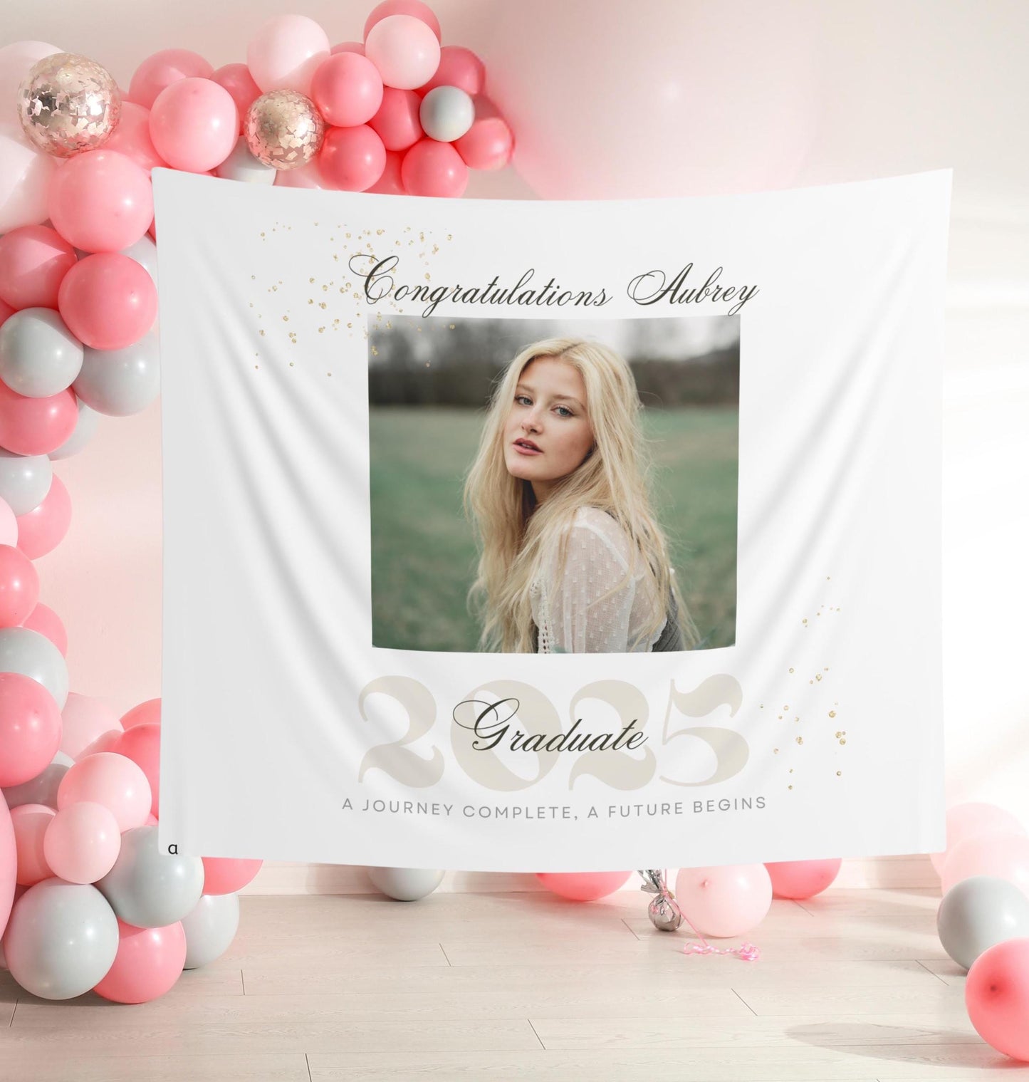 Custom Graduation Photo Banner, 2025 Grad Party Decor, Senior or College Grad Sign, Personalized Congratulations Banner, Photo Backdrop