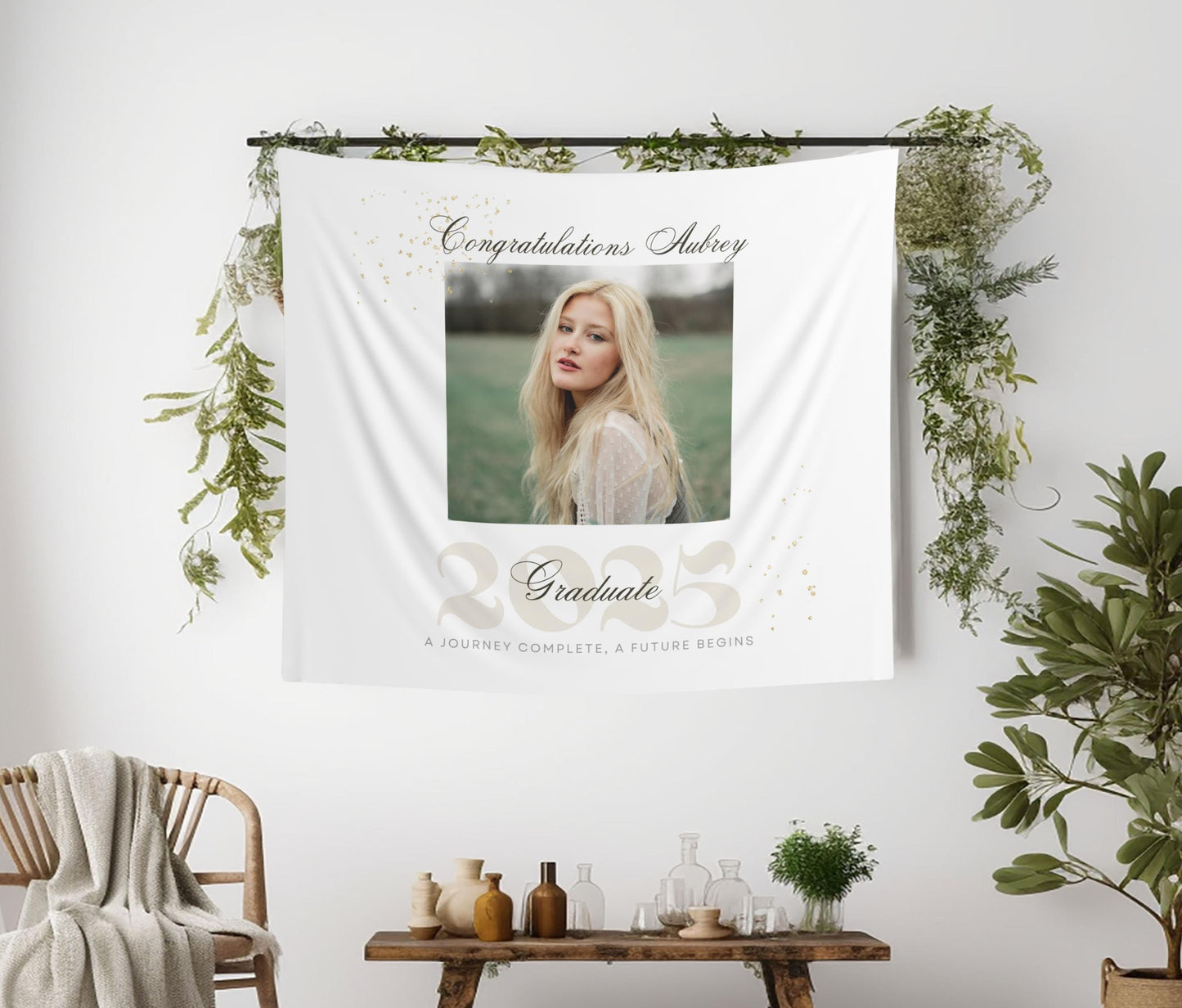Custom Graduation Photo Banner, 2025 Grad Party Decor, Senior or College Grad Sign, Personalized Congratulations Banner, Photo Backdrop