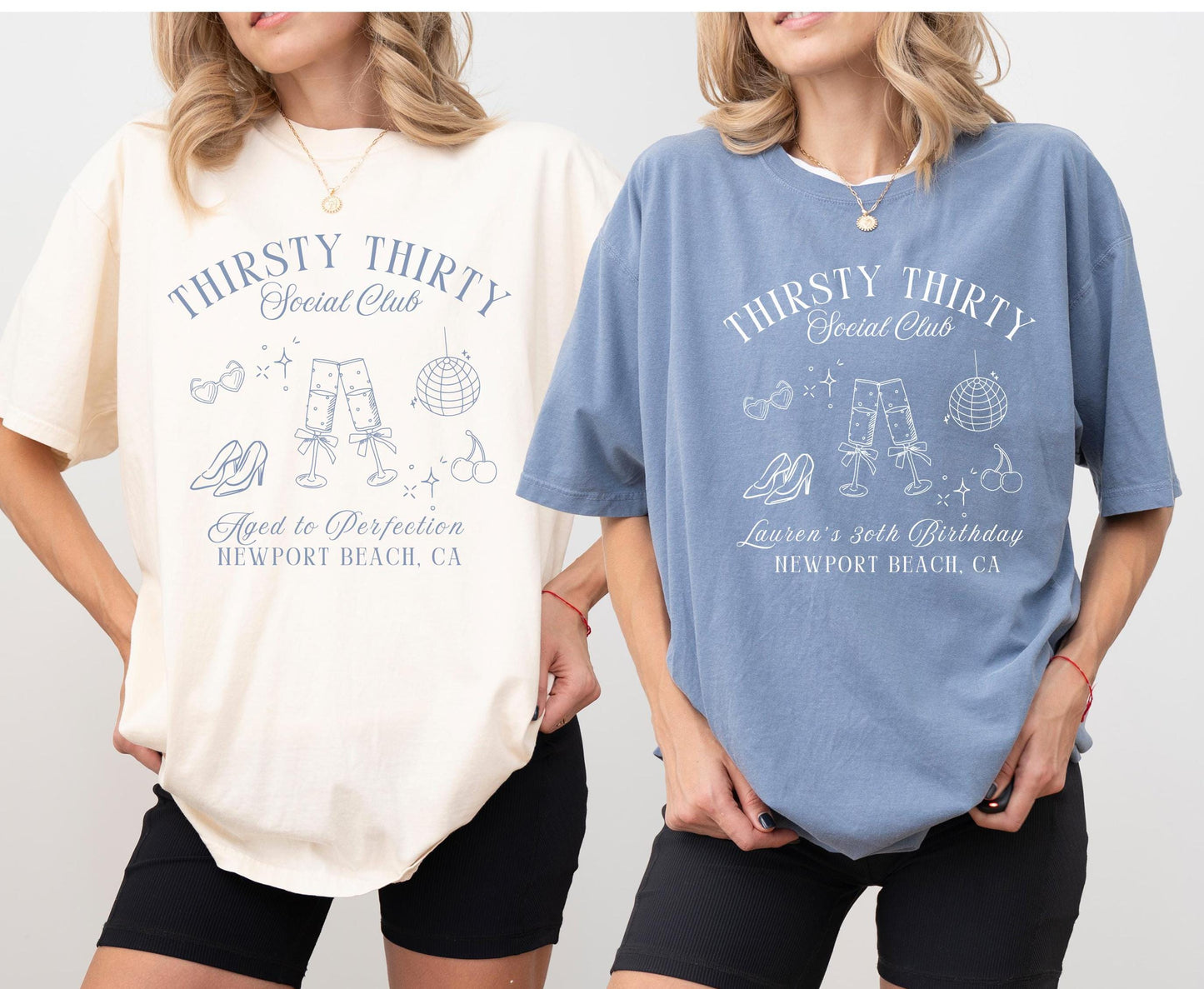 Thirsty Thirty Social Club Shirt - 30th Birthday Tee - Custom Birthday Girl Shirt - Comfort Colors - Champagne Birthday Party Shirt