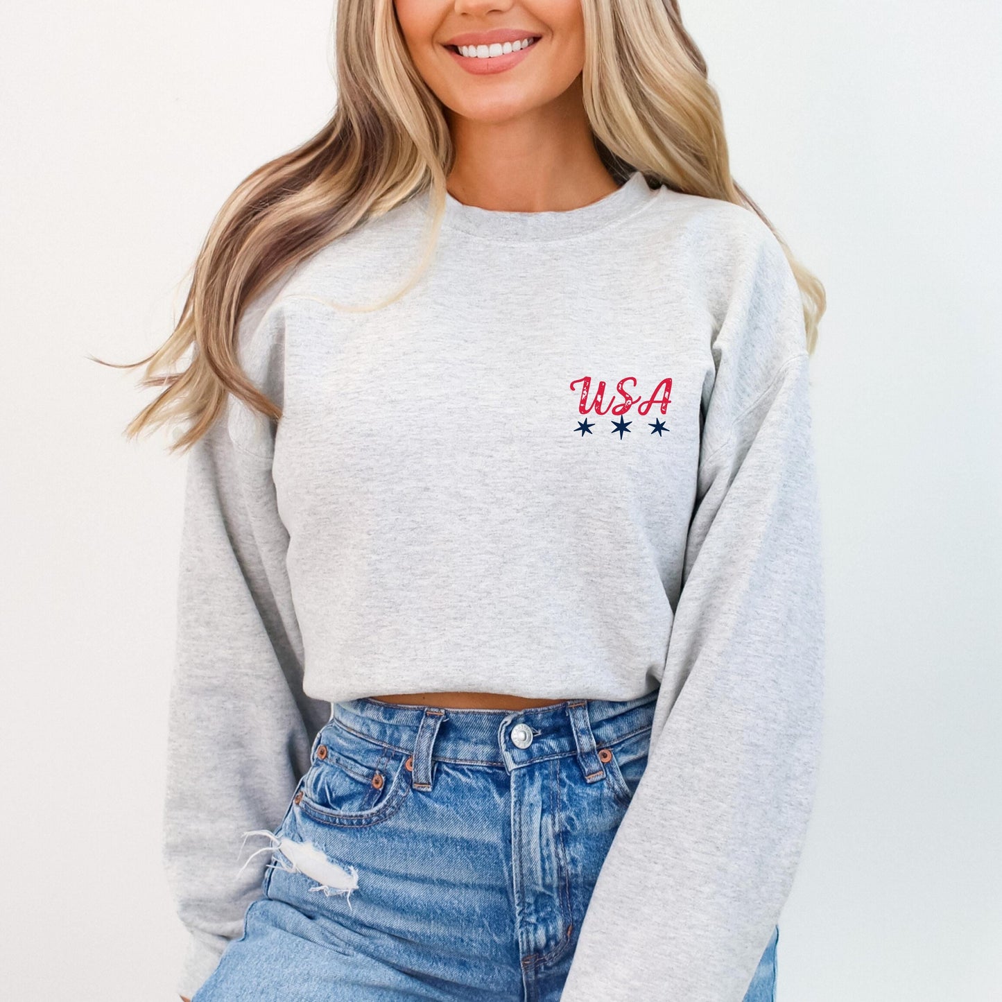 USA Sweatshirt, Flag - Cowgirl Sweatshirt, Patriotic Sweatshirt, American Flag Sweatshirt, America Sweatshirt - Stars and Stripes