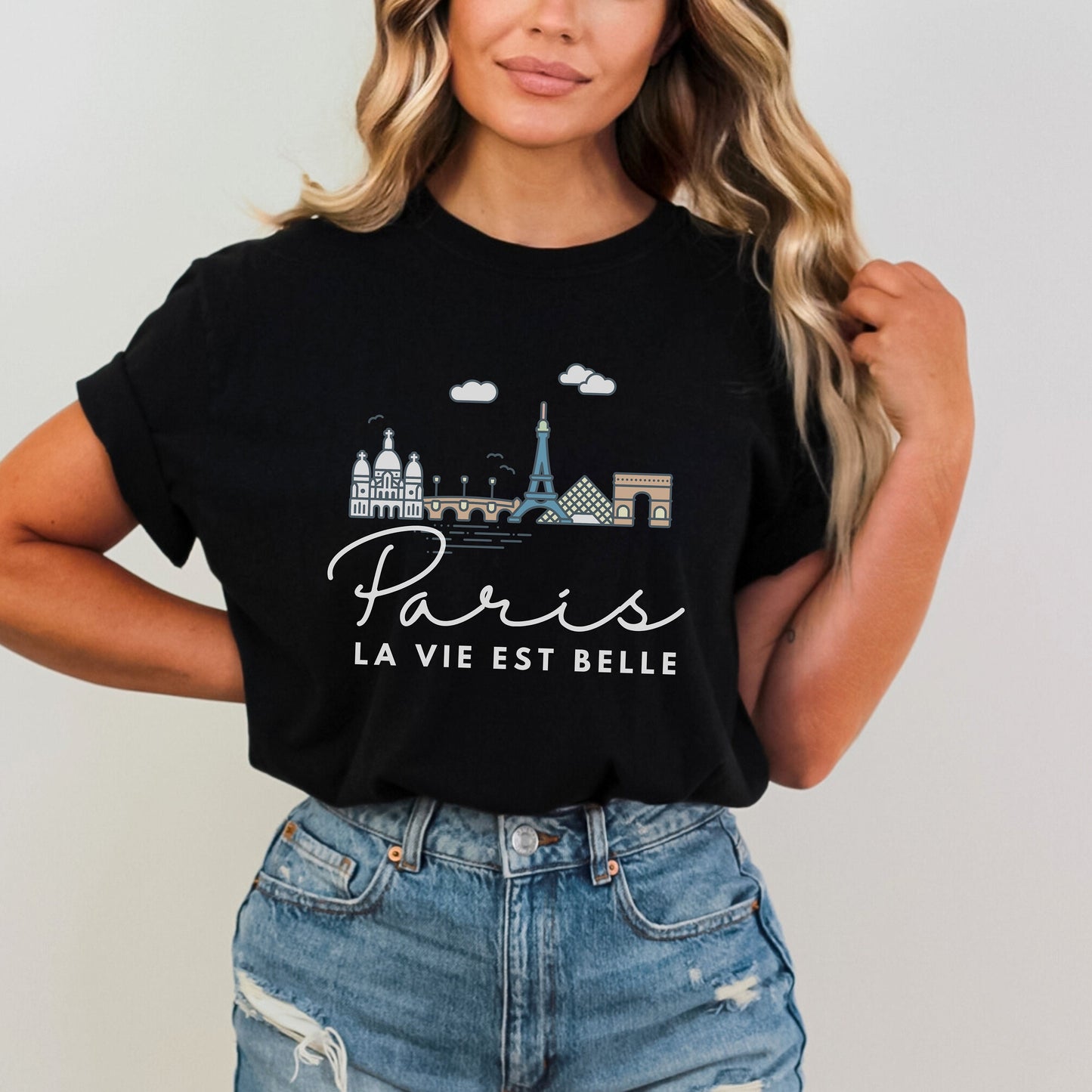 Paris France T-Shirt | Comfort Colors Cityscape Tee | European Travel Souvenir | French Aesthetic Shirt