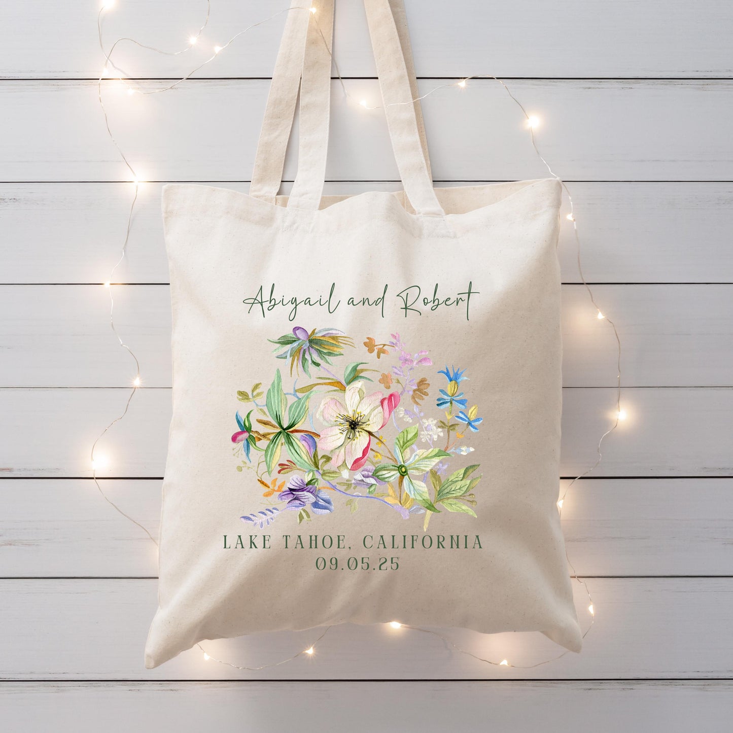 Custom Wedding Tote - Personalized Bridal Party Gift - Destination Wedding Welcome Bag - Elegant Floral Keepsake