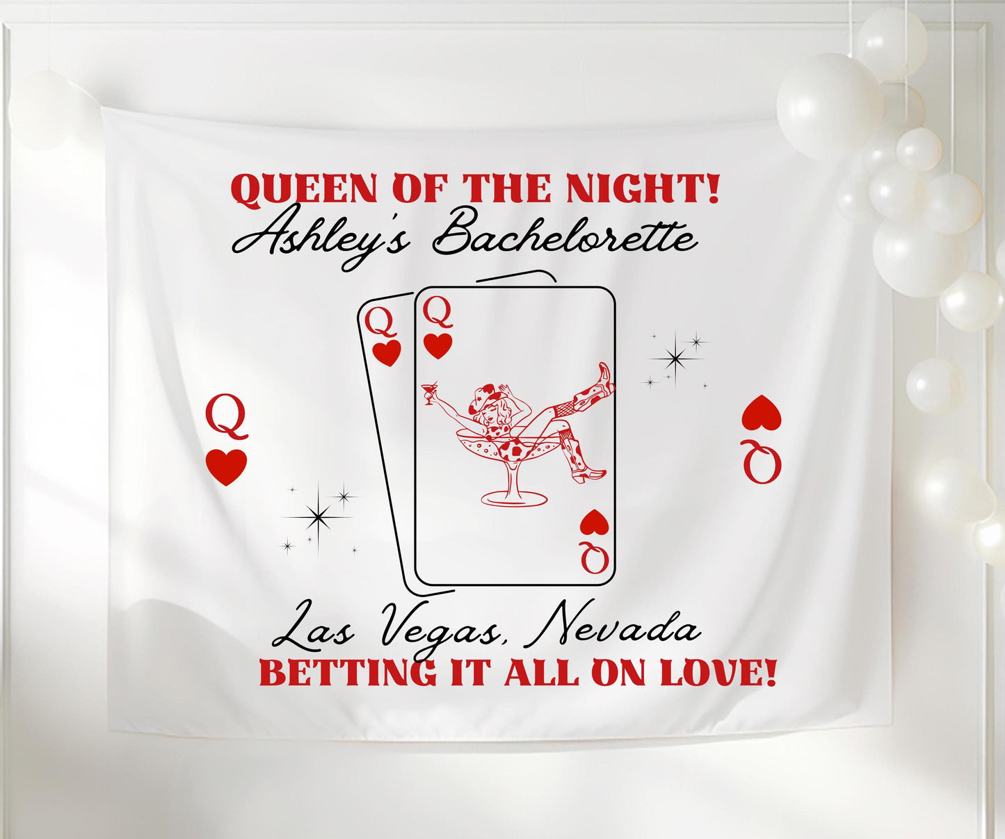 Queen of the Night Bachelorette Banner | Vegas Cowgirl Party Decor | Last Rodeo Bride-to-Be Sign | Western Casino Theme