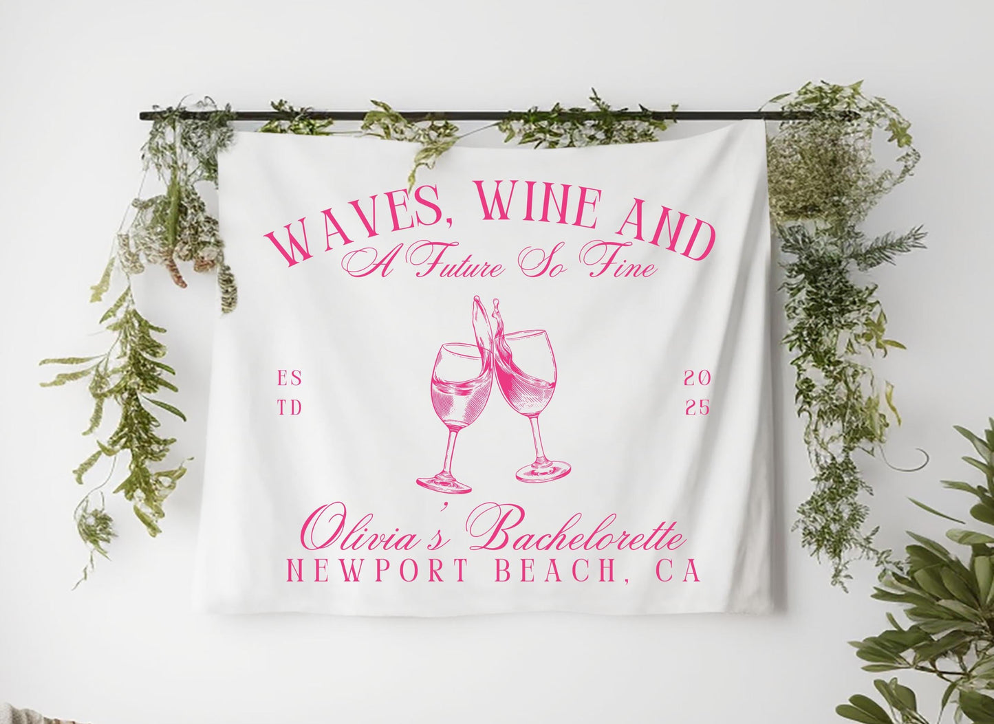 Waves Wine and a Future So Fine Banner, Bachelorette Party Sign, Wine Themed Bridal Shower Decor, Custom Beach Bride Banner, Girls Trip