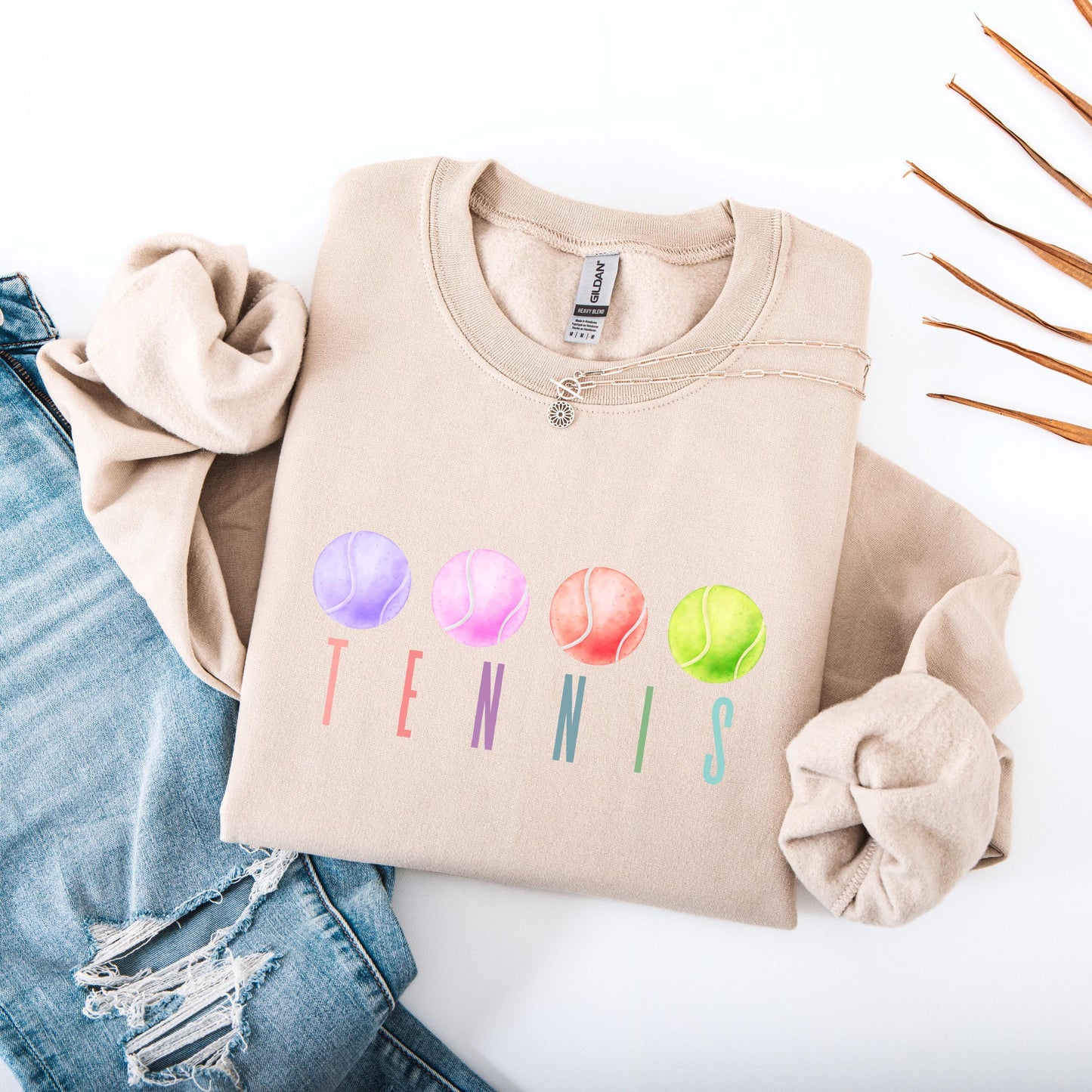 Pastel Tennis Sweatshirt, Cozy Tennis Crewneck, Unisex Tennis Shirt, Cute Tennis Ball Shirt, Preppy Tennis Lover Gift