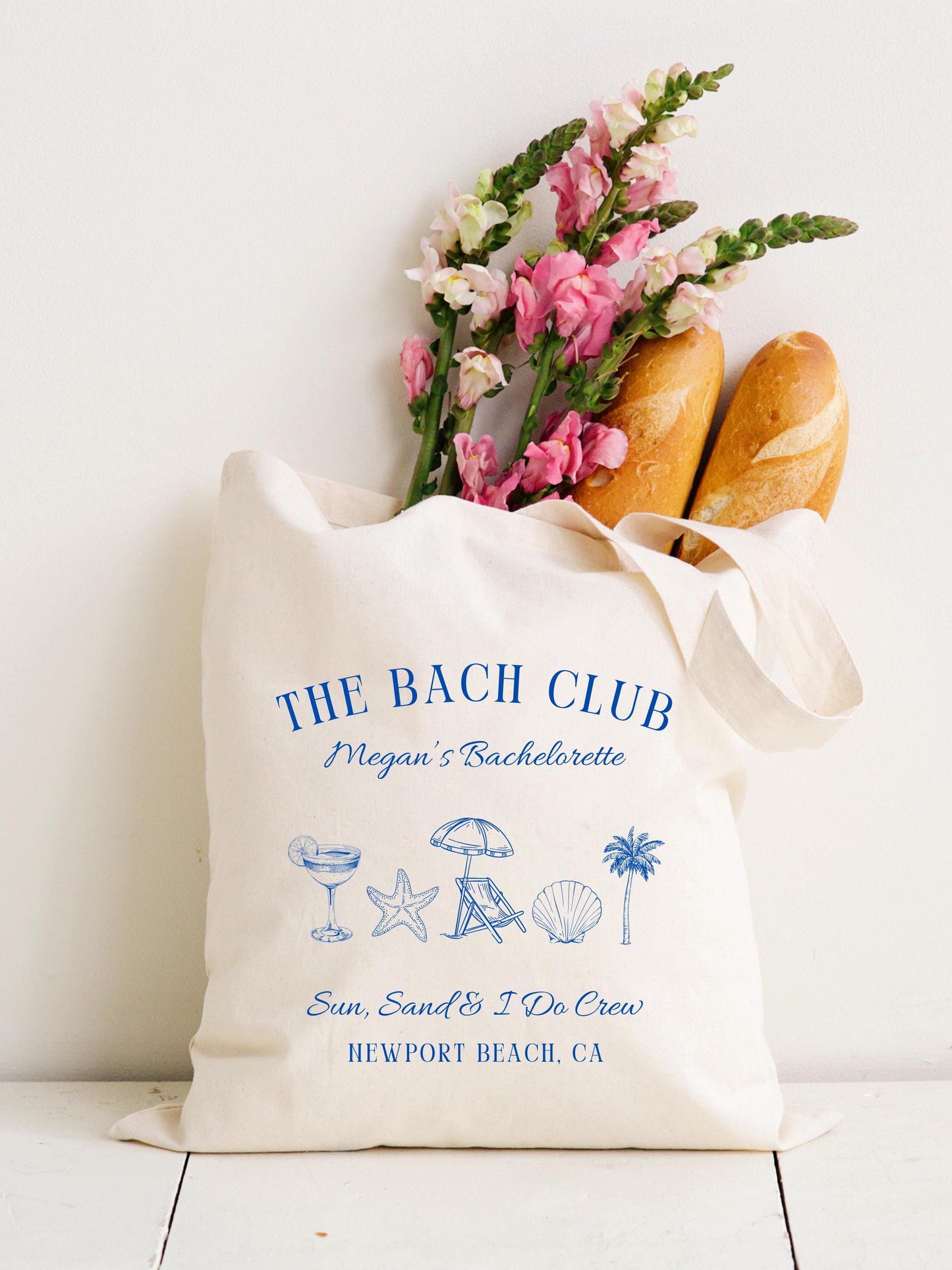 Beach Bachelorette Tote Bag, Sun Sand & I Do Crew, Bride Beach Trip Gift, Custom Bridal Party Favor, Coastal Girls Trip Tote