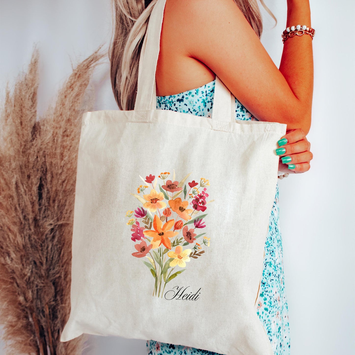 Personalized Bridesmaid Tote - Custom Floral Name Bag - Wedding Party Gift - Unique Bridal Party Proposal Bag