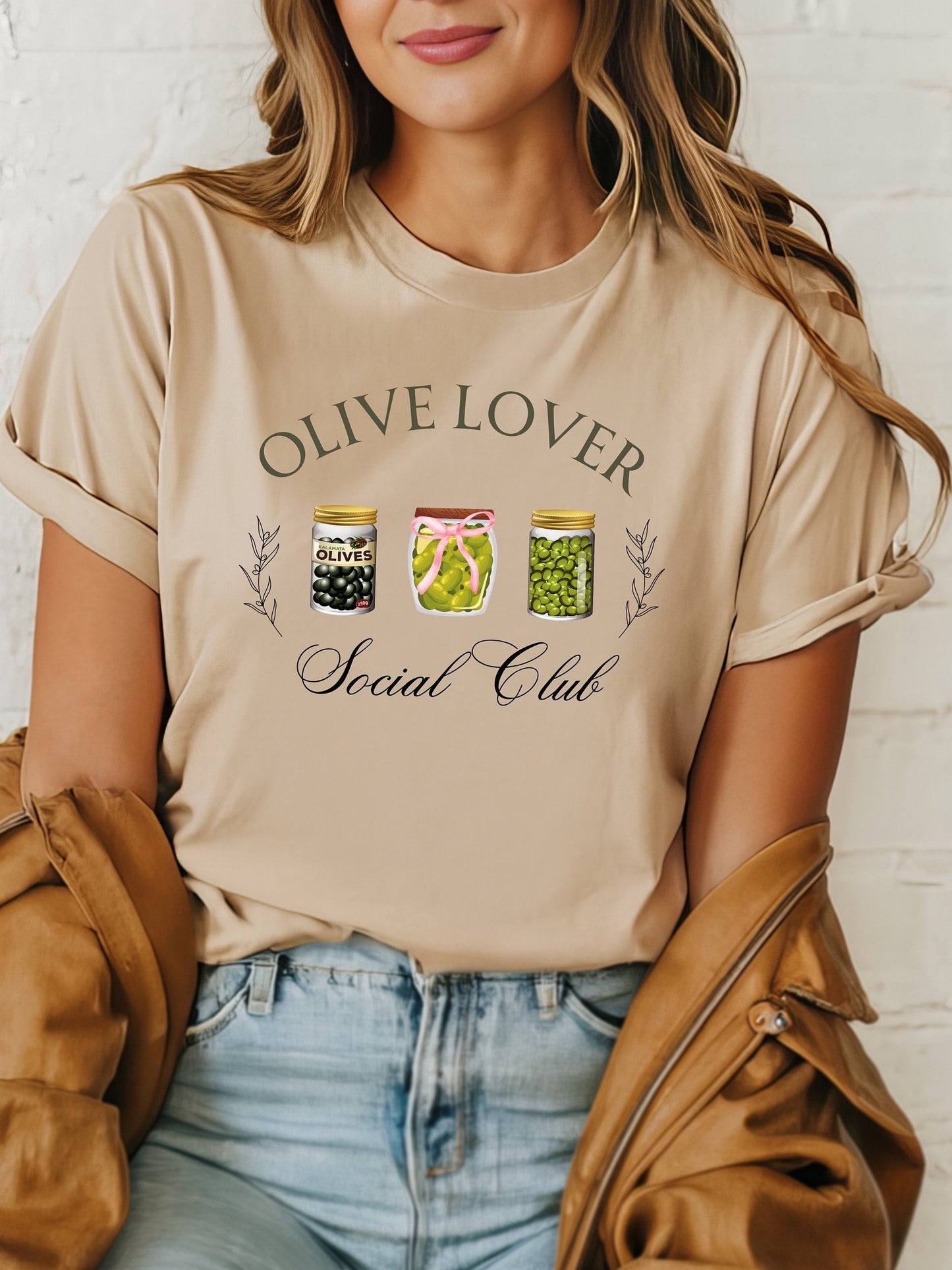 Olive Lover Gift Funny Shirt Canning Season Crewneck T-Shirt for Her Olive Lover Trendy Social Club with Canned Olives