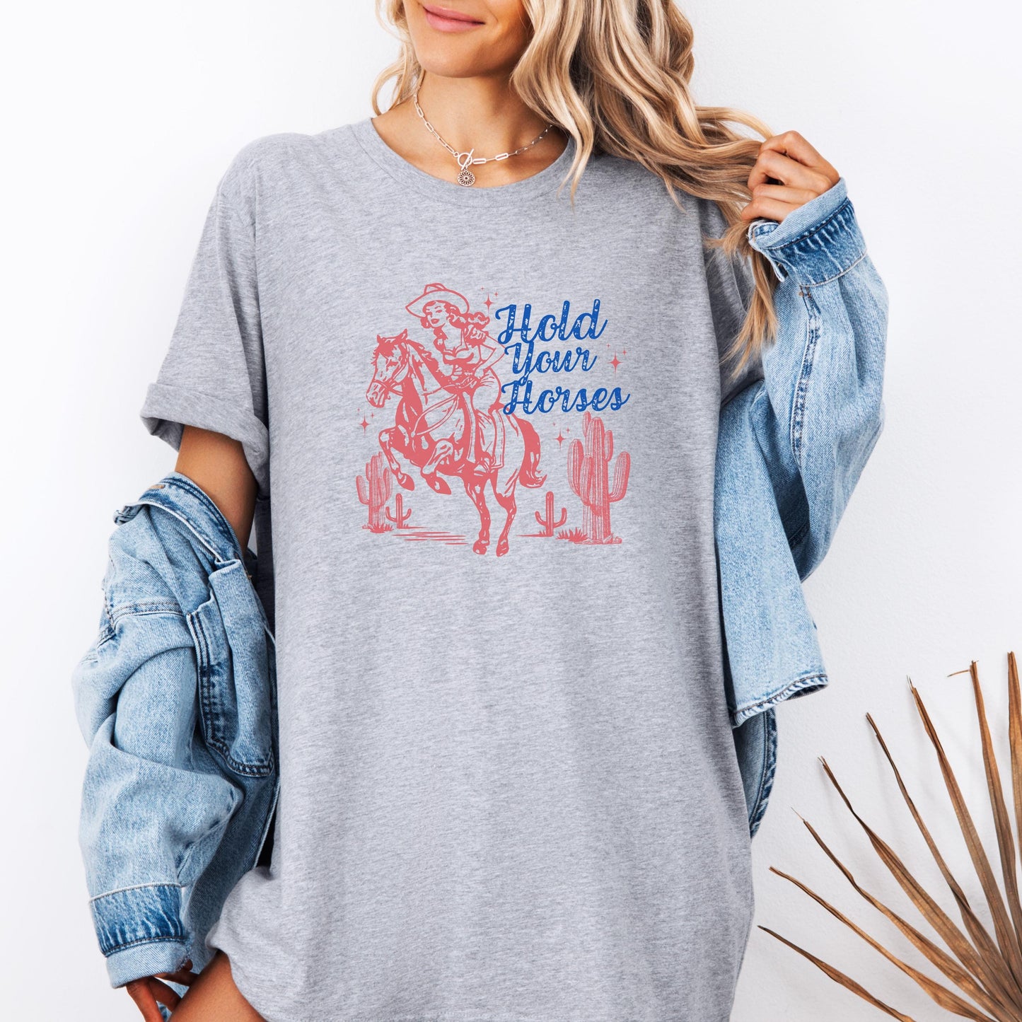 Bella Canvas Vintage Cowgirl Tee – Country Western ‘Hold Your Horses’ Graphic Shirt