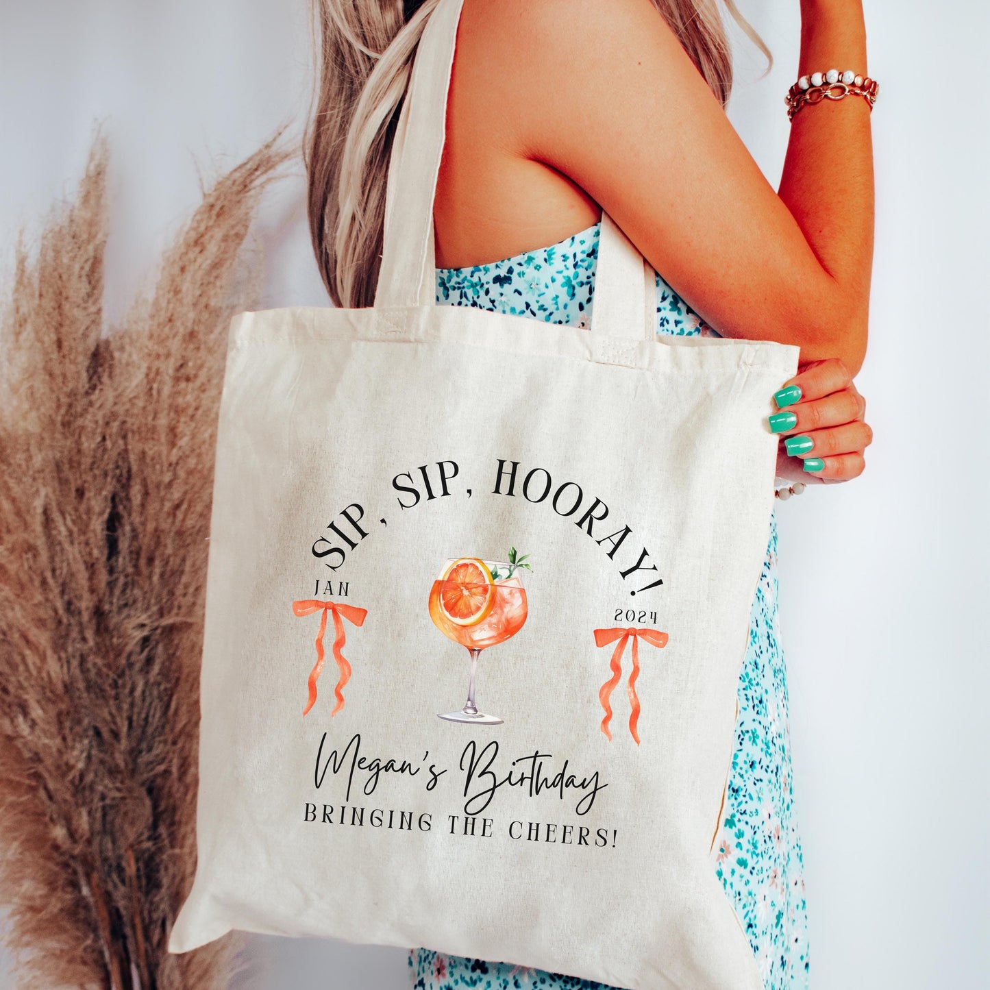 Custom Sip Sip Hooray Tote | Aperol Spritz Party Favor | Bachelorette & Birthday Trip Bag