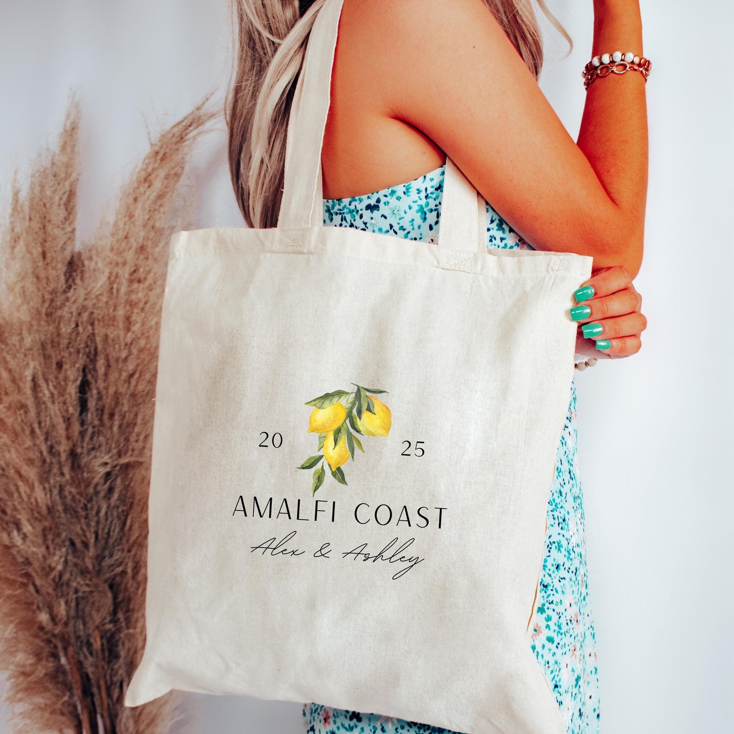 Wedding Tote Bag, Honeymoon Custom Gift, Personalized Tropical Gift Bag - Custom Location Tote - Amalfi Coast - Italy