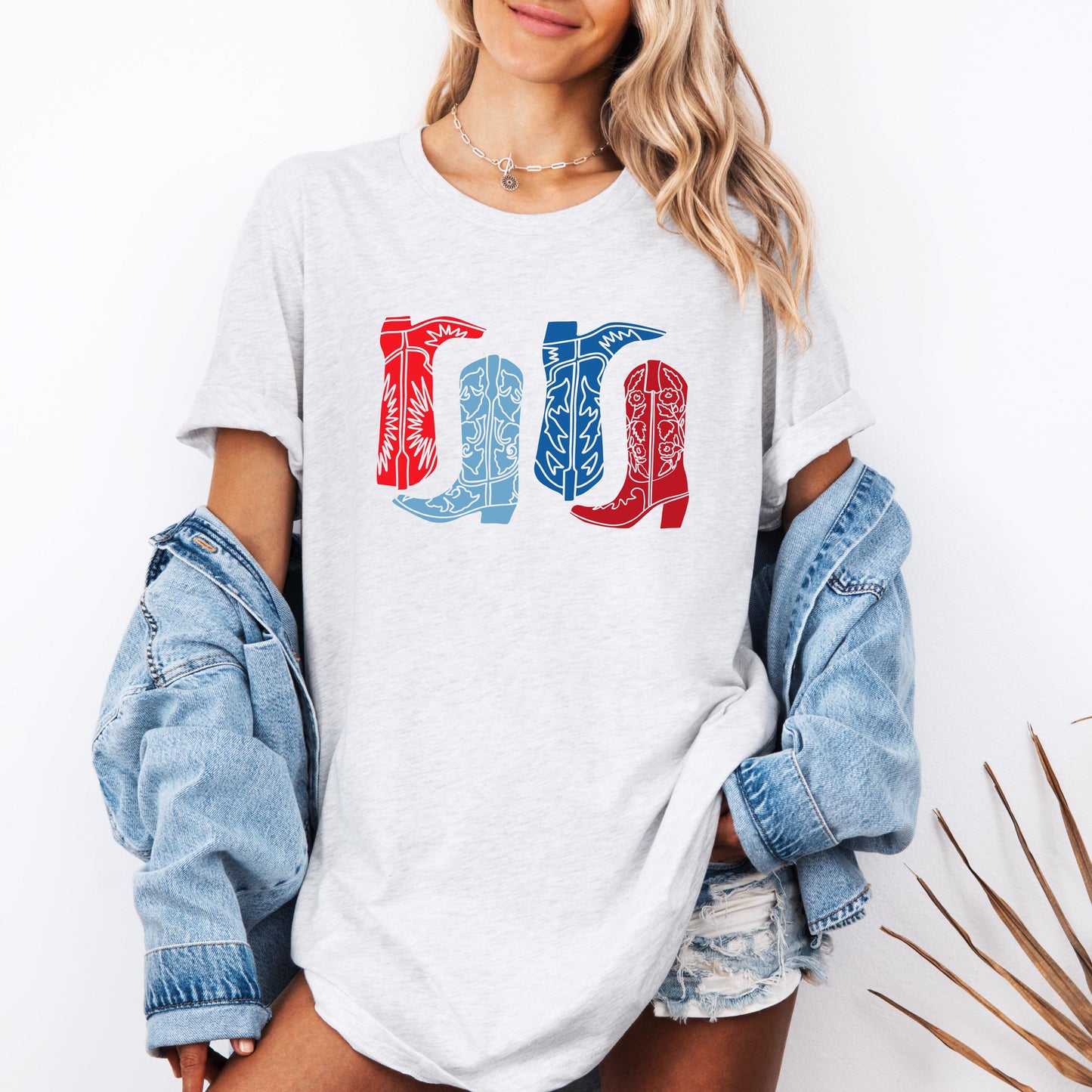 Patriotic Cowboy Boots Shirt, USA Western Graphic Tee, Country Concert T-Shirt, Vintage Rodeo Outfit, 4th of July Cowgirl Shirt