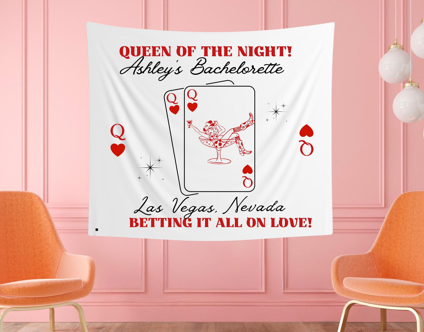 Queen of the Night Bachelorette Banner | Vegas Cowgirl Party Decor | Last Rodeo Bride-to-Be Sign | Western Casino Theme