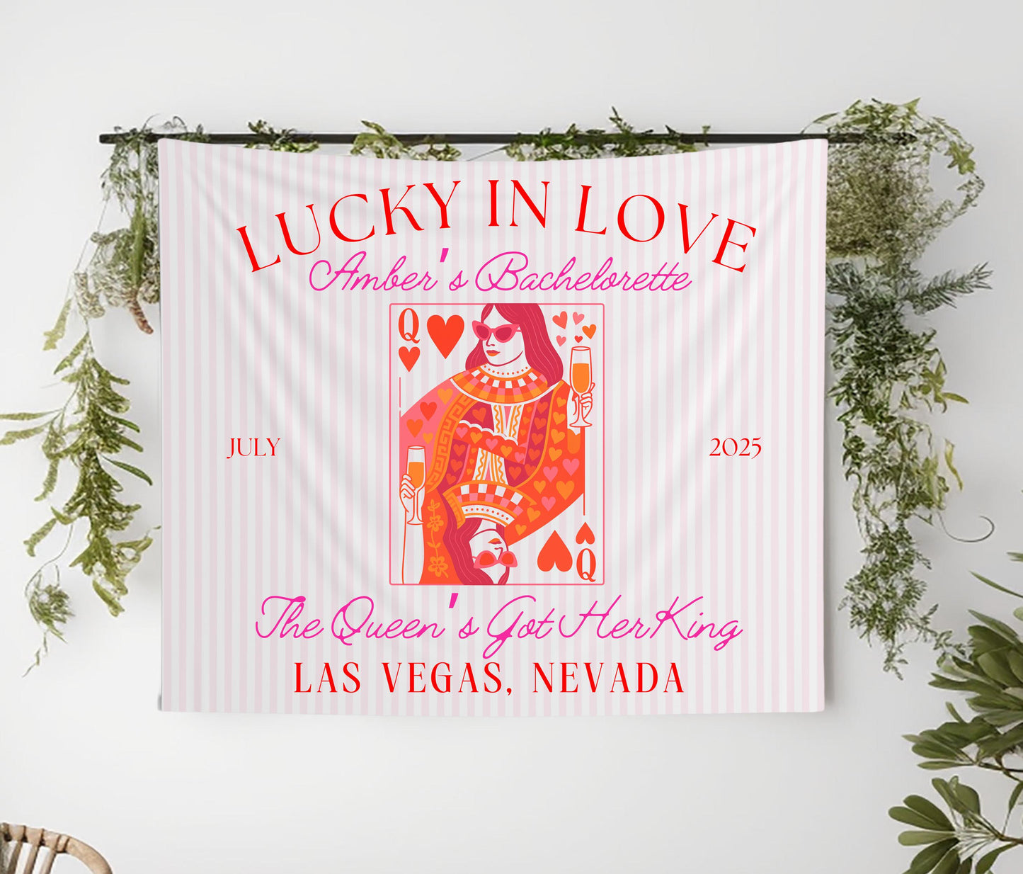 Welcome to Bach Banner, Pink Striped Bachelorette Party Sign, Custom Martini Girls Trip Decor, Elegant Bridal Shower Backdrop