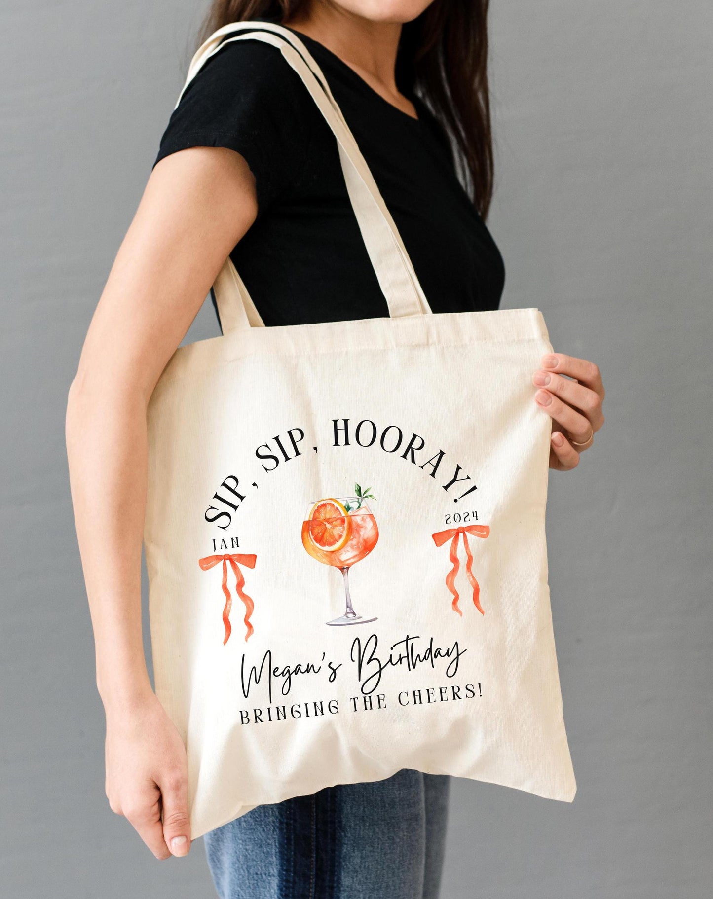 Custom Sip Sip Hooray Tote | Aperol Spritz Party Favor | Bachelorette & Birthday Trip Bag