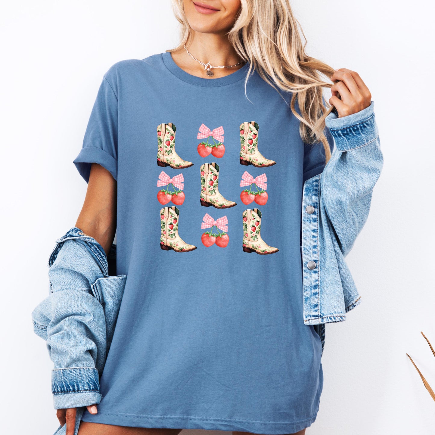 Western Strawberry Cowgirl Shirt, Bella+Canvas Tee, Trendy Country Concert Outfit, Rodeo Graphic Tee, Cute Western T-Shirt