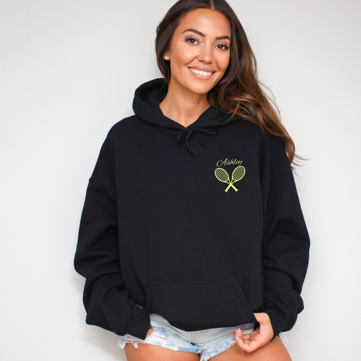 Custom Tennis Hoodie, Personalized Tennis Racket Sweatshirt, Tennis Partner Gift, Doubles Team Hoodie, Custom Name Tennis Sweatshirt