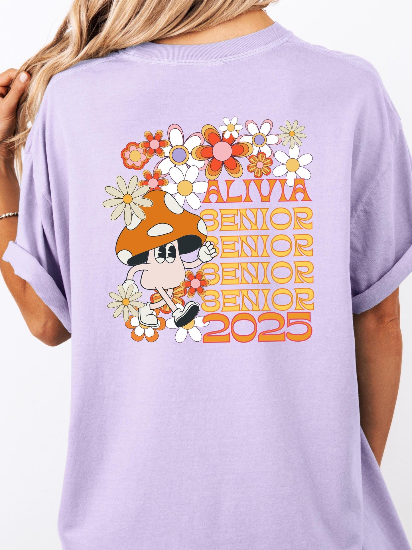 Retro Senior 2025 Shirt | Comfort ColorsĀ® Unisex Tee | Trendy Mushroom Graphic