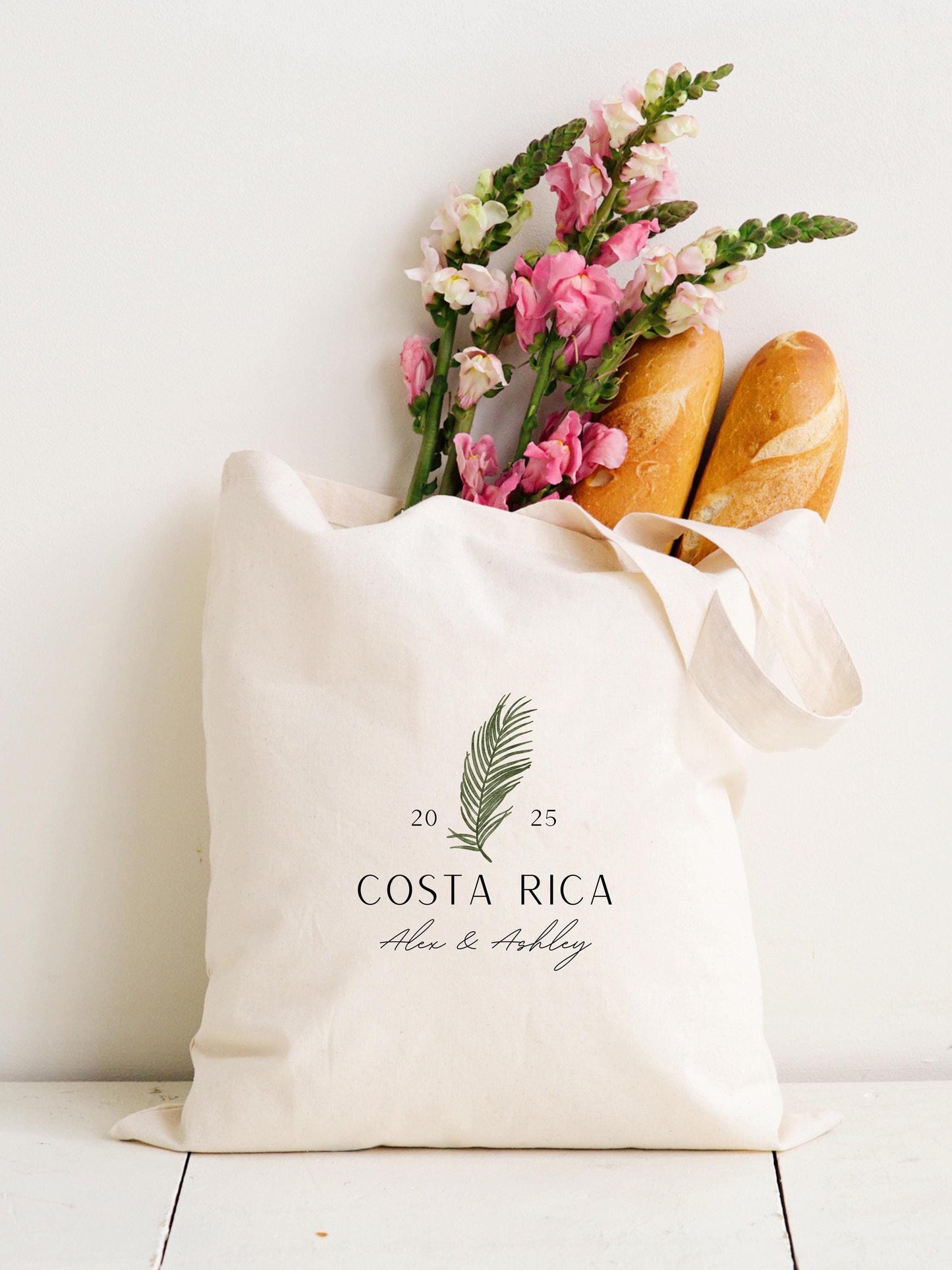 Destination Wedding Tote Bag, Tropical Beach Welcome Bag, Personalized Honeymoon Gift, Custom Location Wedding Favor Tote