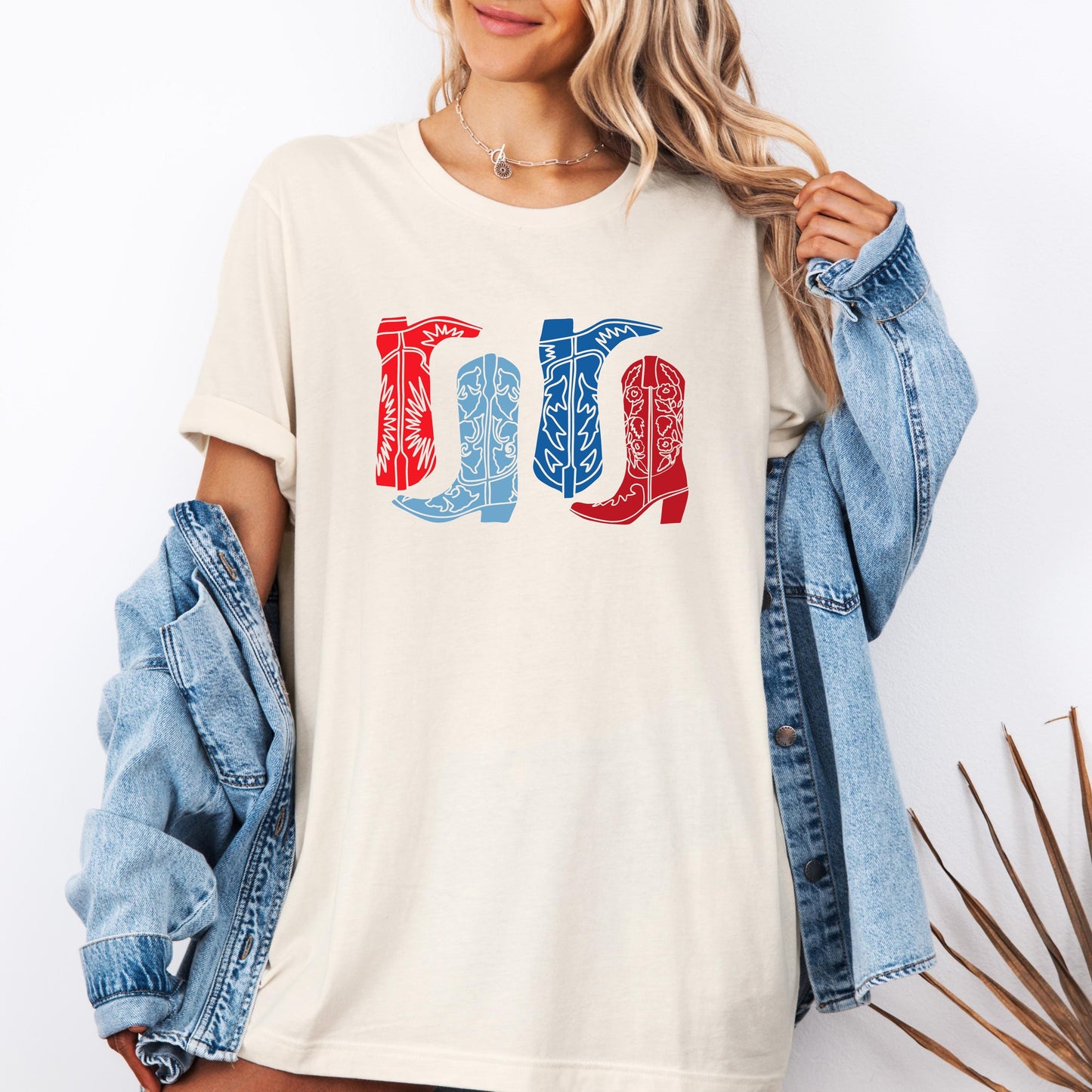 Patriotic Cowboy Boots Shirt, USA Western Graphic Tee, Country Concert T-Shirt, Vintage Rodeo Outfit, 4th of July Cowgirl Shirt