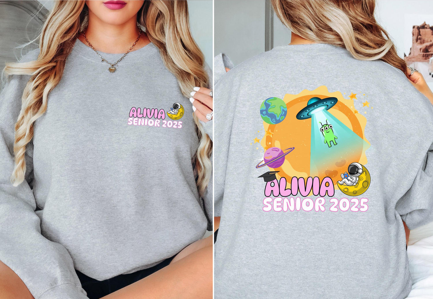 Senior Class 2025 Sweatshirt | Space Theme Crewneck | Personalized Graduation Gift