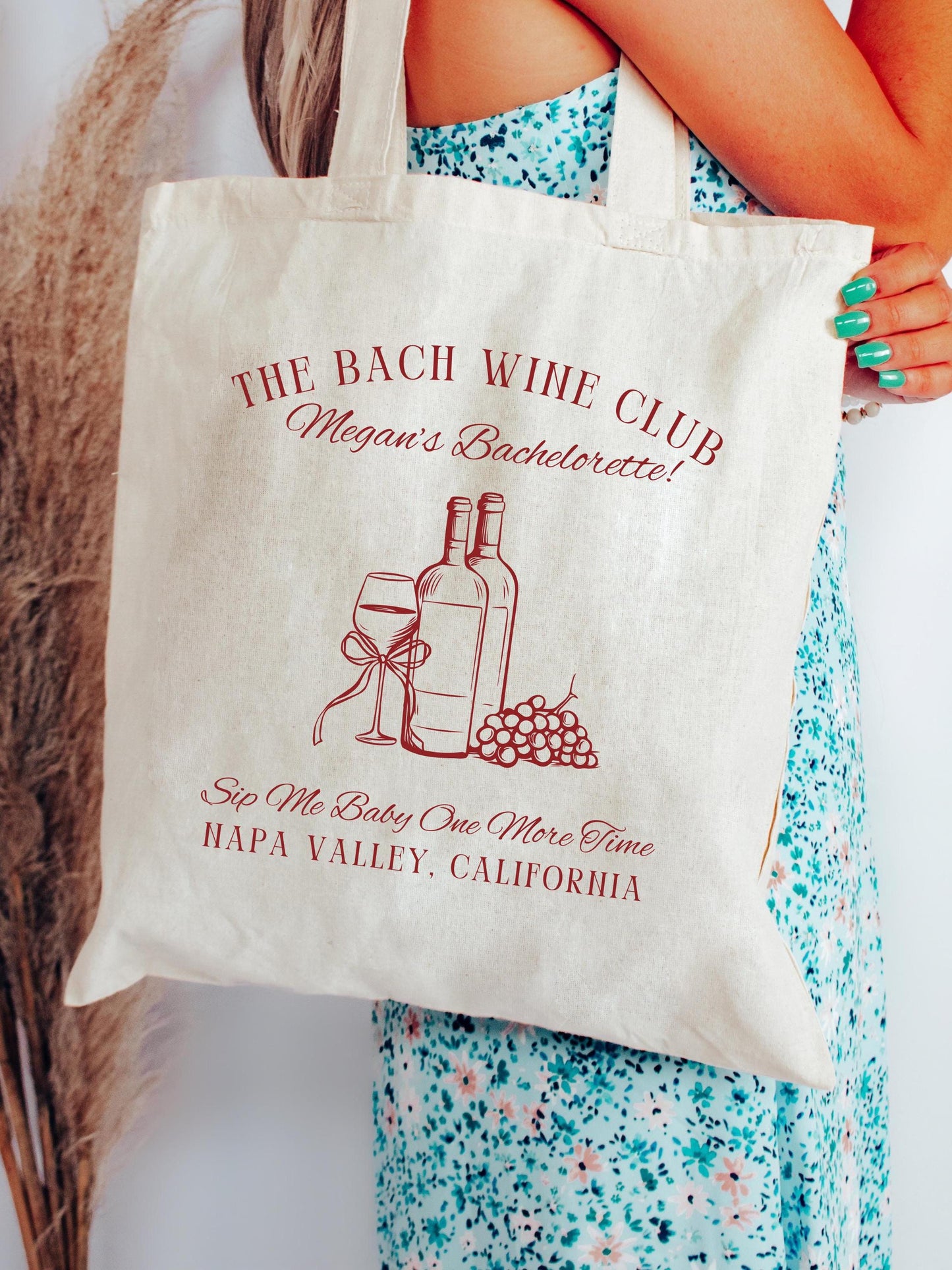 Sip Me Baby One More Time Tote, Napa Bachelorette Bag, Wine Club Party Favor, Custom Bridal Tote, Vineyard Weekend Gift for Bride