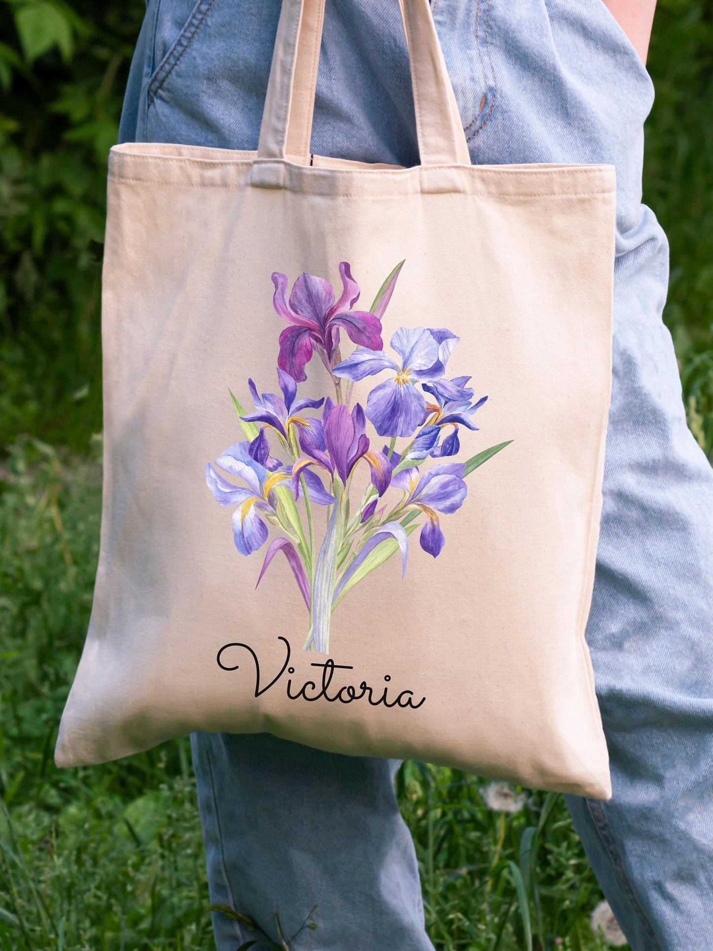 Custom Birth Flower Tote Bag, Personalized Reusable gift bag for Mom, Friend, Bridesmaid, Grandmother - Gift for Her