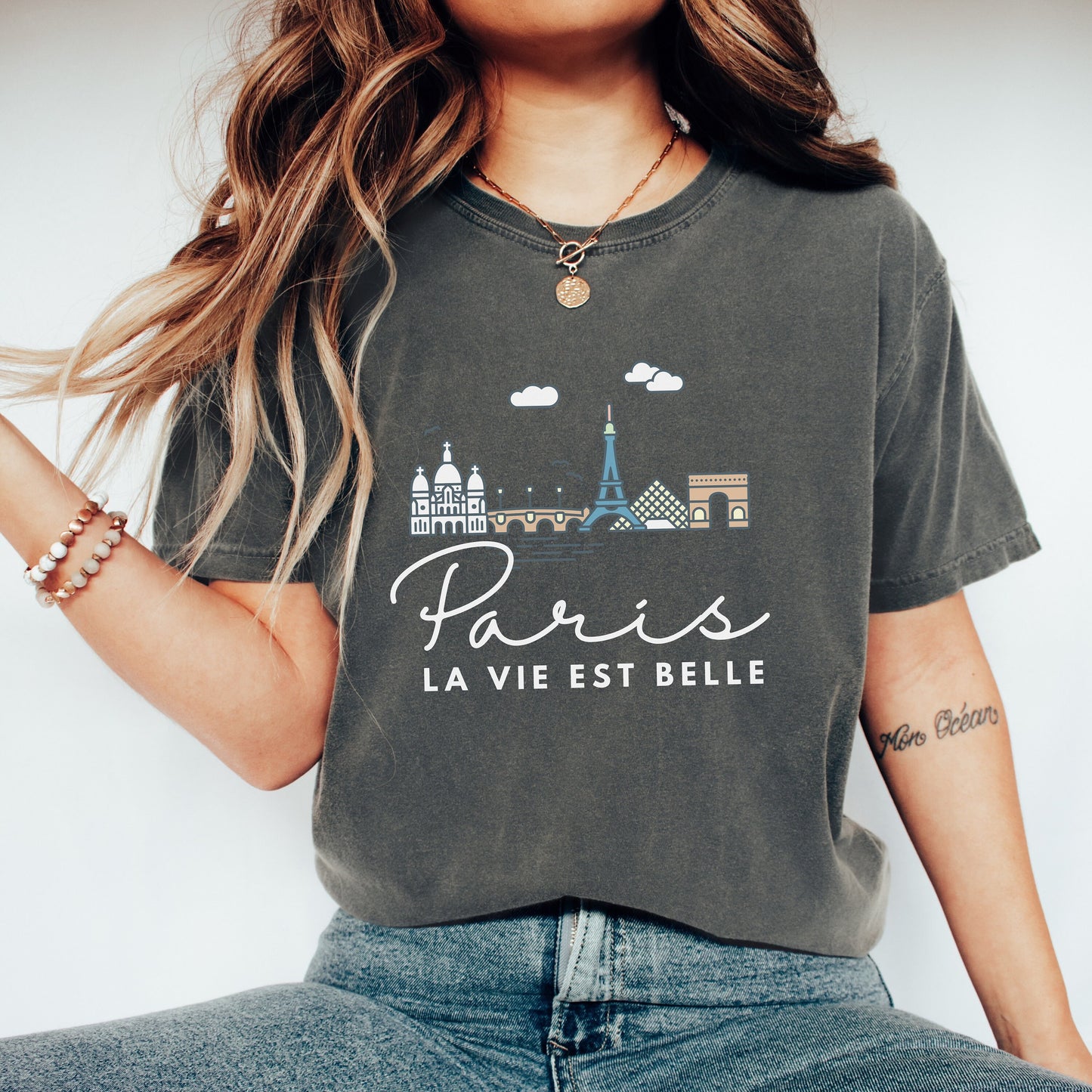 Paris France T-Shirt | Comfort Colors Cityscape Tee | European Travel Souvenir | French Aesthetic Shirt