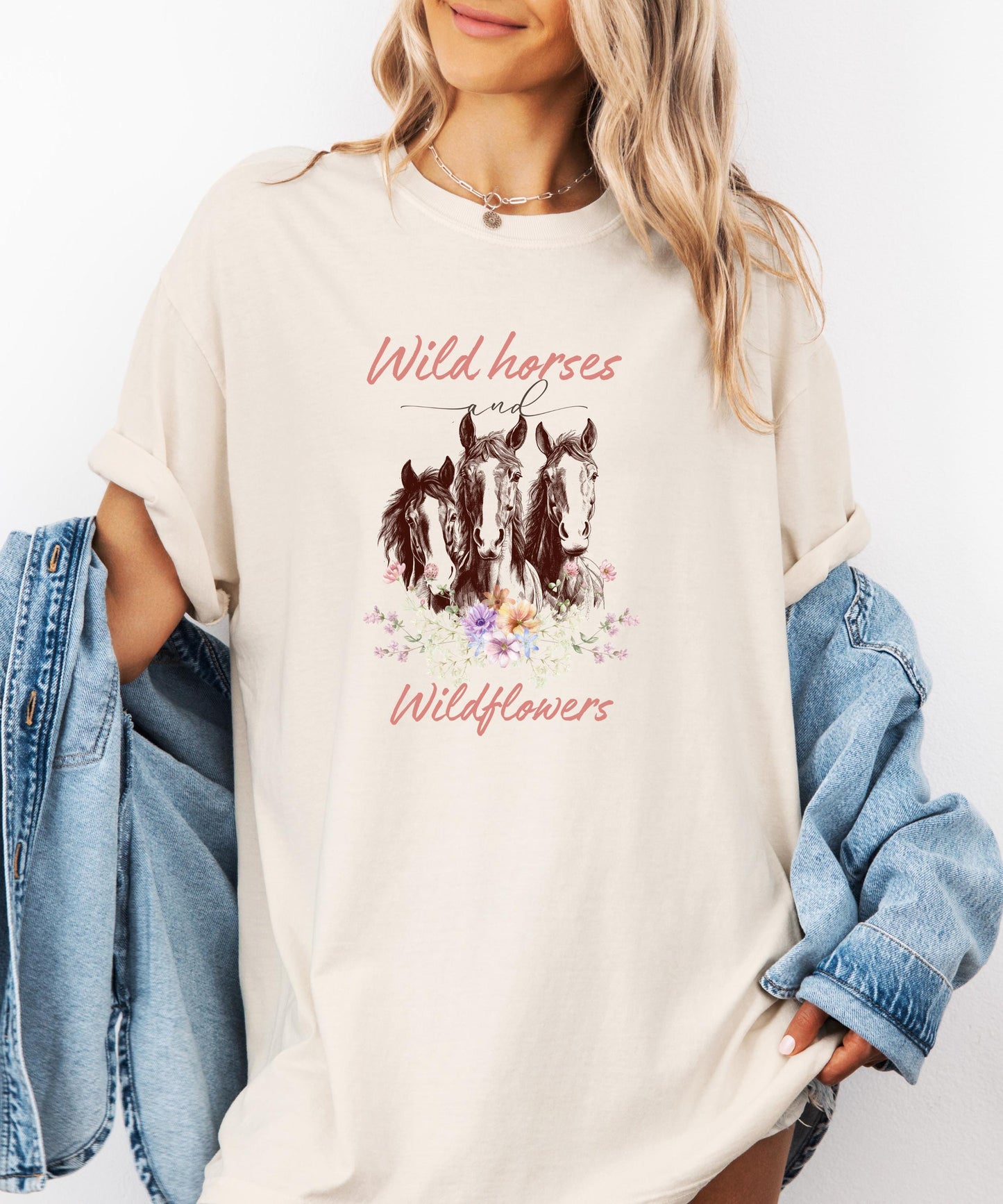 Wildflowers and Wild Horses Shirt, Western Rodeo Tee, Country Music Cowgirl Graphic, Comfort Colors Horse Lover Gift