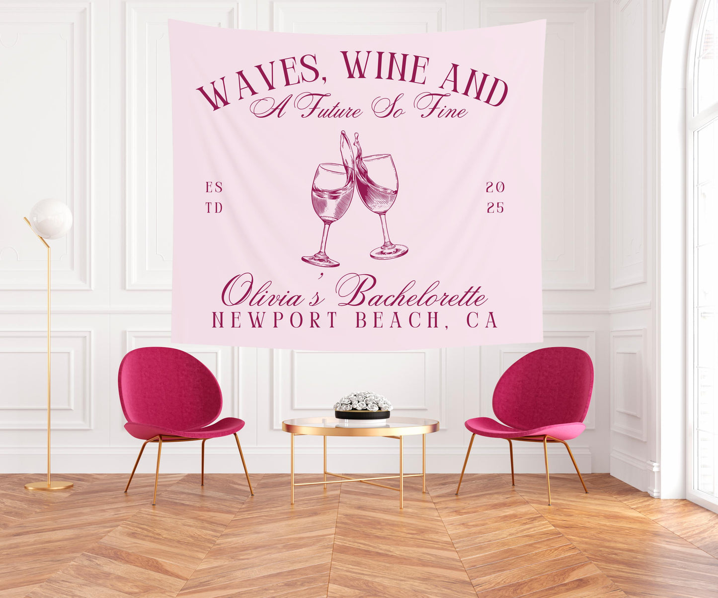 Waves Wine and a Future So Fine Banner, Bachelorette Party Sign, Wine Themed Bridal Shower Decor, Custom Beach Bride Banner, Girls Trip