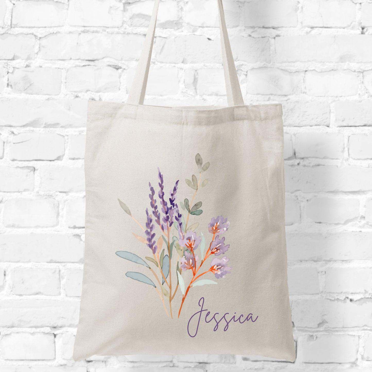 Personalized Floral Tote - Elegant Pastel Wildflower Bag - Custom Name Gift for Bridesmaids, Birthdays, Mother's Day