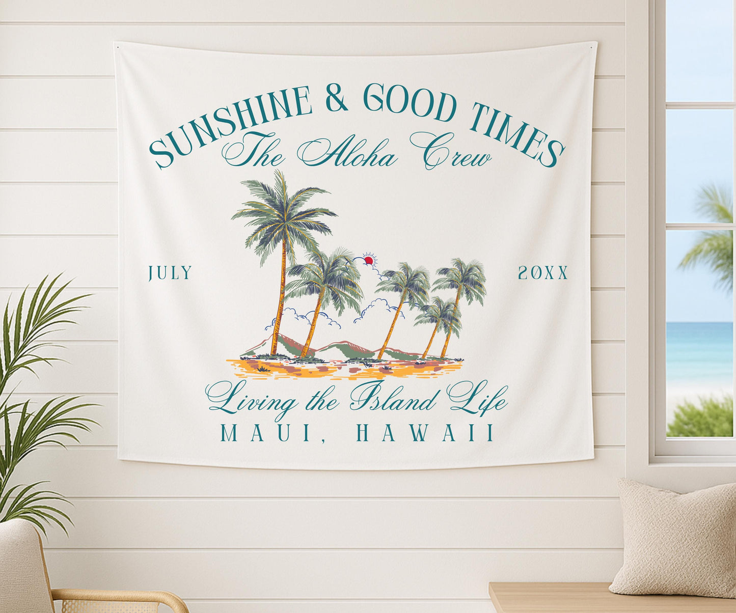 Tropical Family Vacation Banner, Custom Beach House Welcome Sign, Maui Trip Decor, Island Crew Airbnb Sign, Aloha Summer Banner