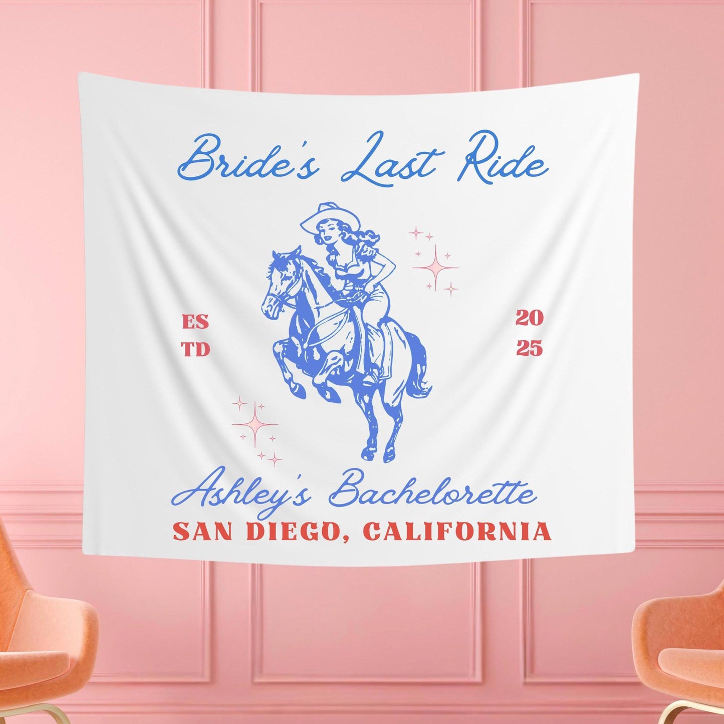Bride’s Last Ride Bachelorette Banner | Custom Western Party Decor | Last Rodeo Bride-to-Be Tapestry | Cowgirl Bach Sign