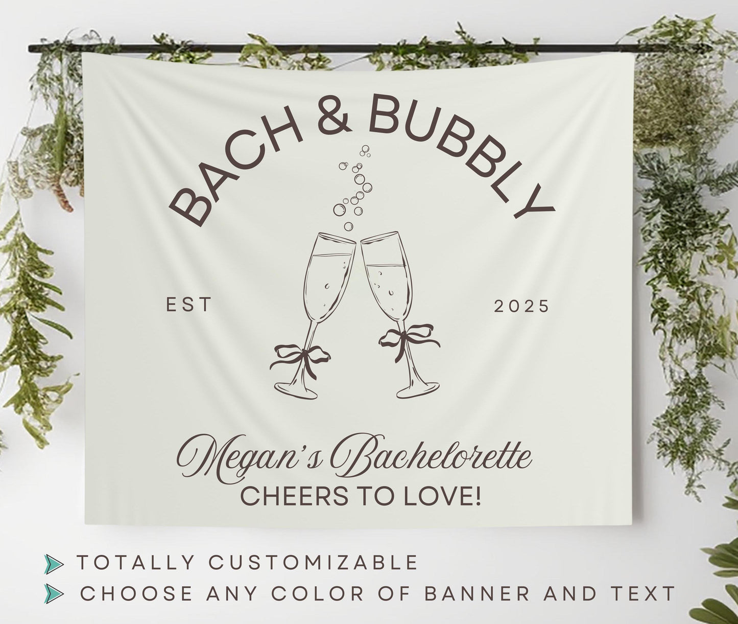 Bach & Bubbly Banner, Champagne Bachelorette Sign, Custom Bridal Party Decor, Last Fling Backdrop, Champagne Theme Bach Banner