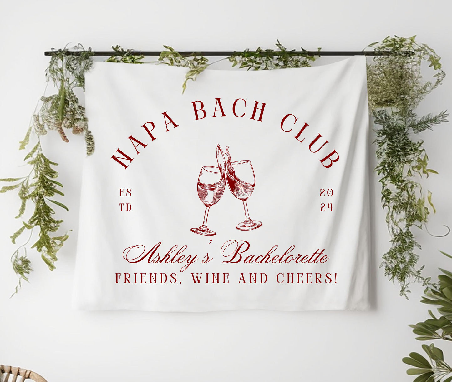 Custom Bachelorette Party Banner, Tapestry for Wine Tasting Weekend, Bach Club Banner - Party Decor
